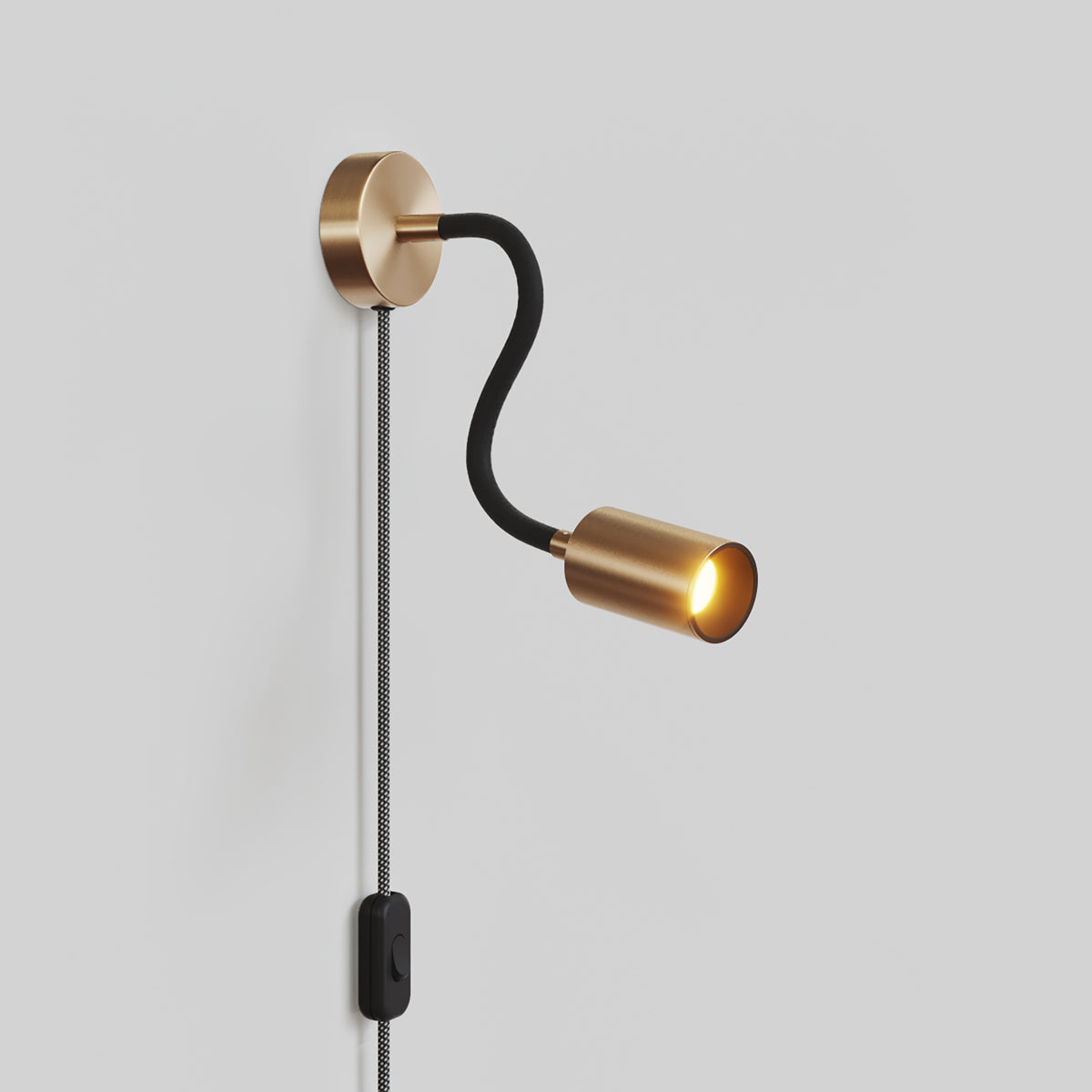Lampada con spina UK e braccio snodabile, faretto Spotlight GU10 Bispot - Bronzo satinato / Nero