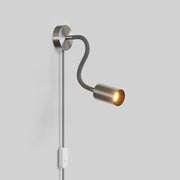 Lampada con spina UK e braccio snodabile, faretto Spotlight GU10 Bispot - Titanio satinato / Nero