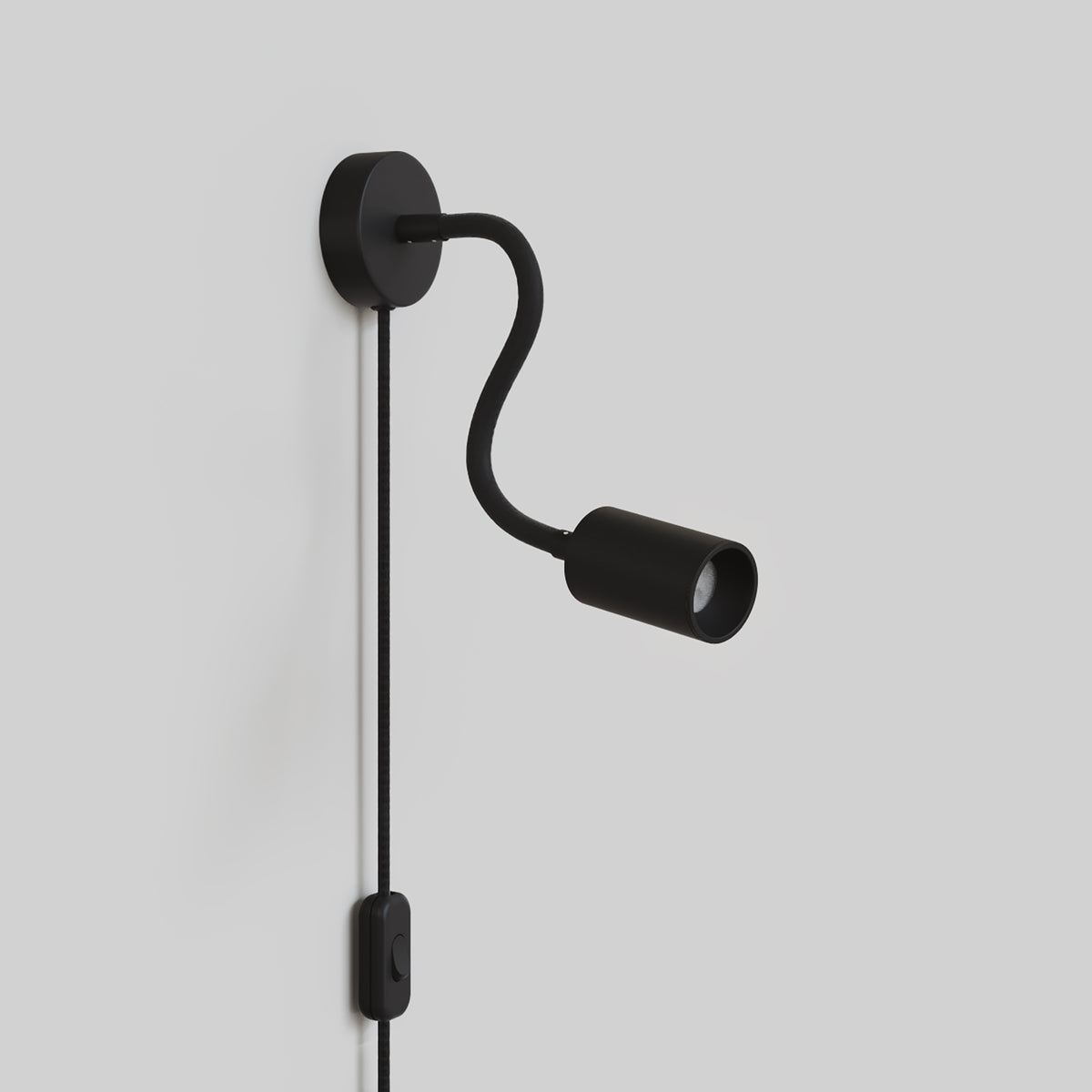 Lampada con spina UK e braccio snodabile, faretto Spotlight GU10 Bispot - Nero