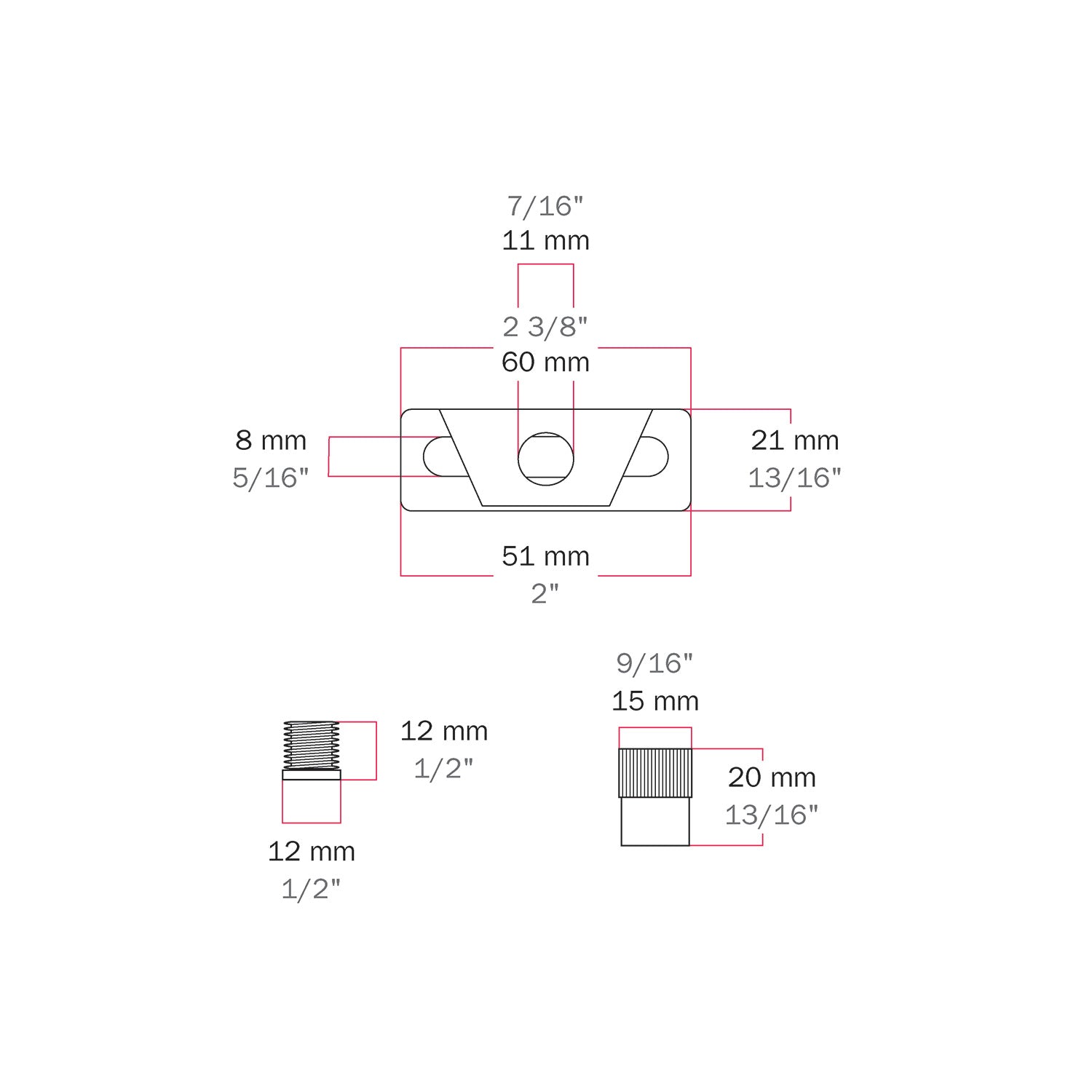 Bilanciatore in metallo con regolazione millimetrica per cavi in acciaio e paralumi - Passo M10x1