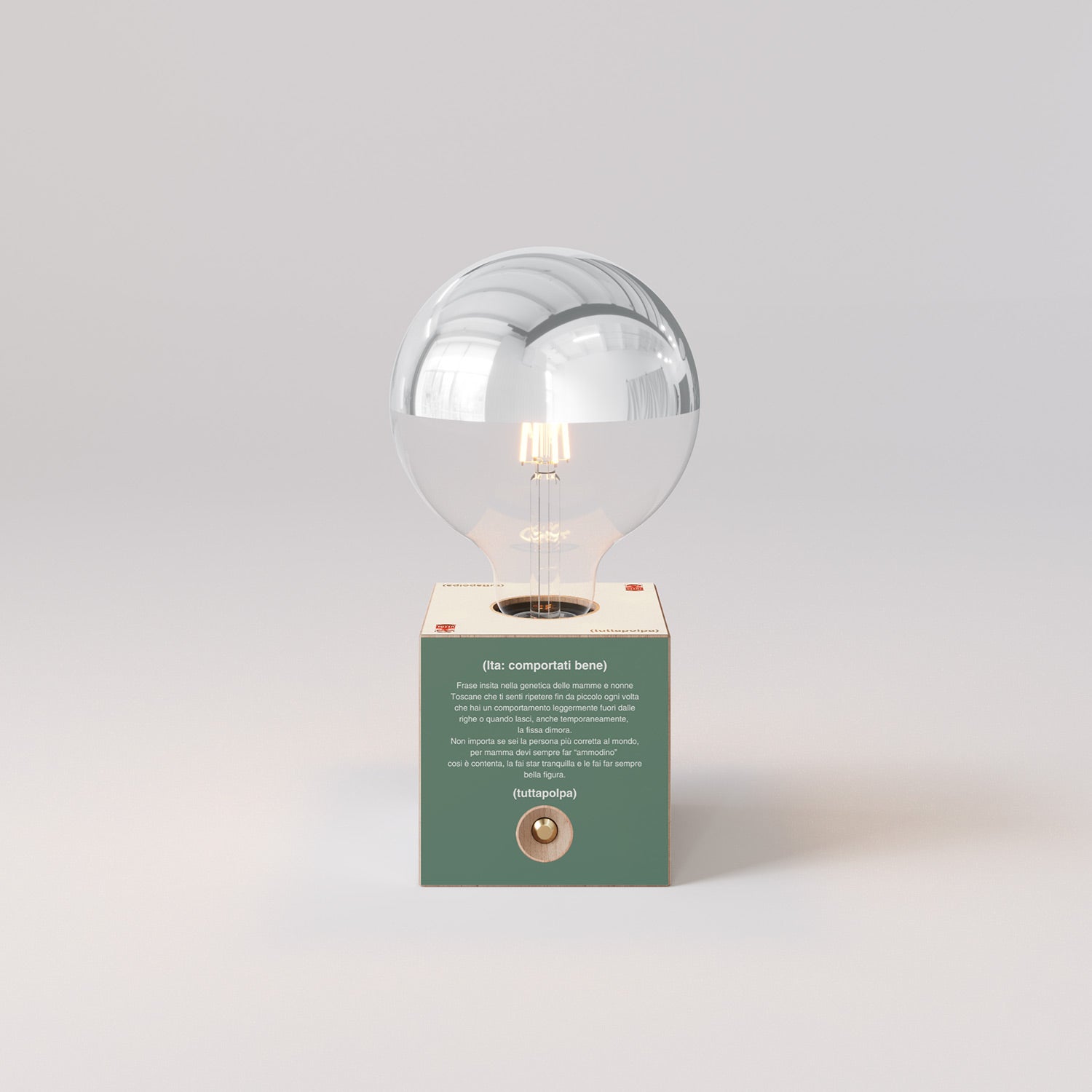 Cabless03 "Fai ammodino" con lampadina globo mezza sfera argento - Tuttapolpa