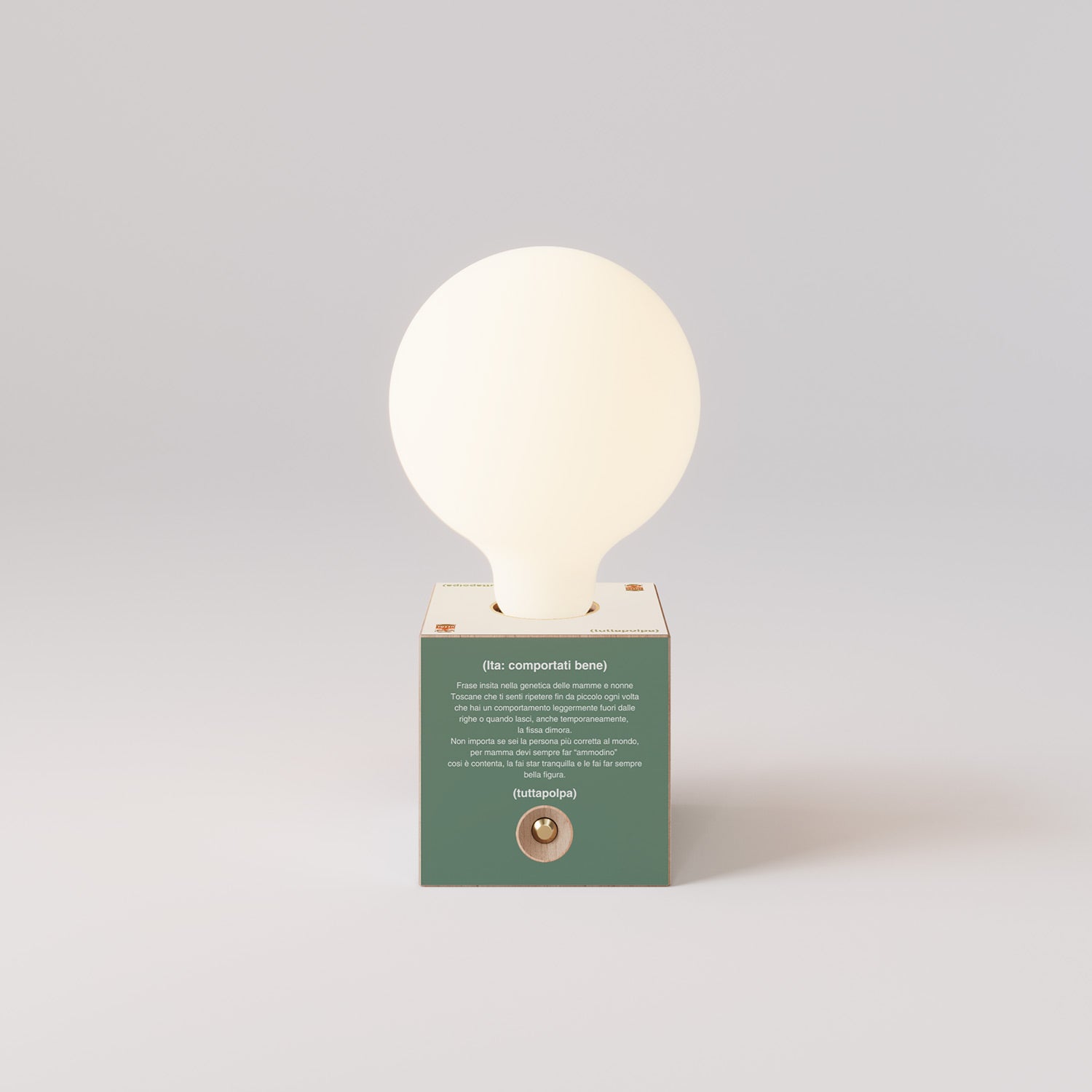 Cabless03 "Fai ammodino" con lampadina globo effetto porcellana - Tuttapolpa