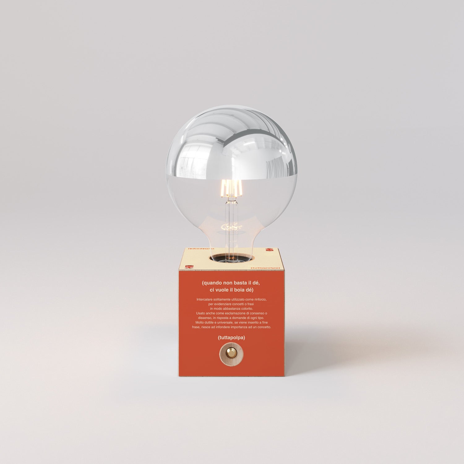 Cabless03 "Boia de" con lampadina globo mezza sfera argento - Tuttapolpa