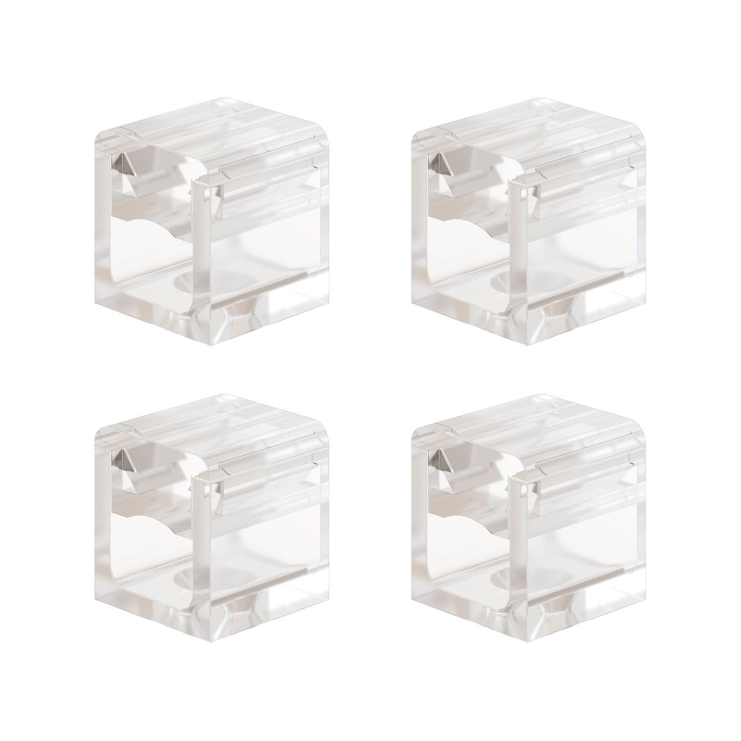 Set of 4 Transparent Cube Clips - Mini wall mount for textile cord