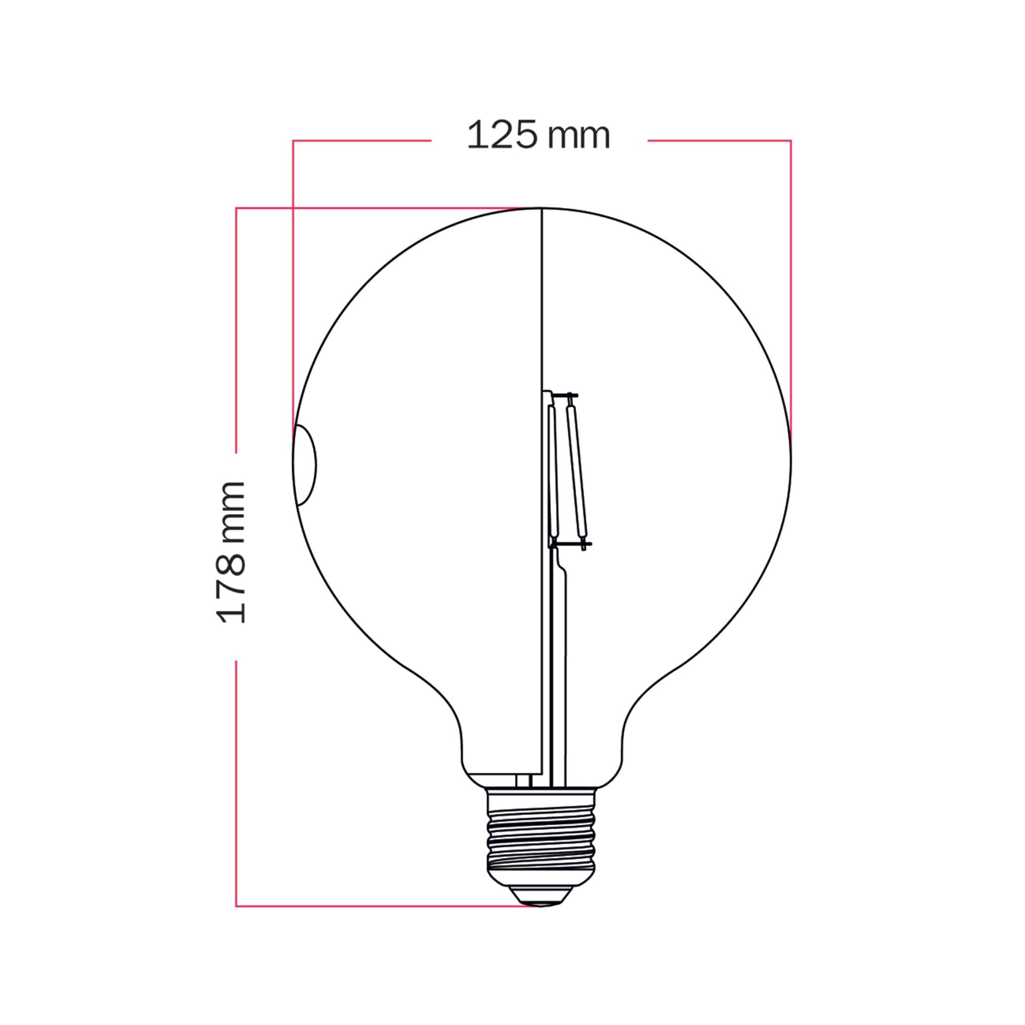 Lampadina LED Talia G125 4,8W 806Lm E27 2700K Dimmerabile - Nero