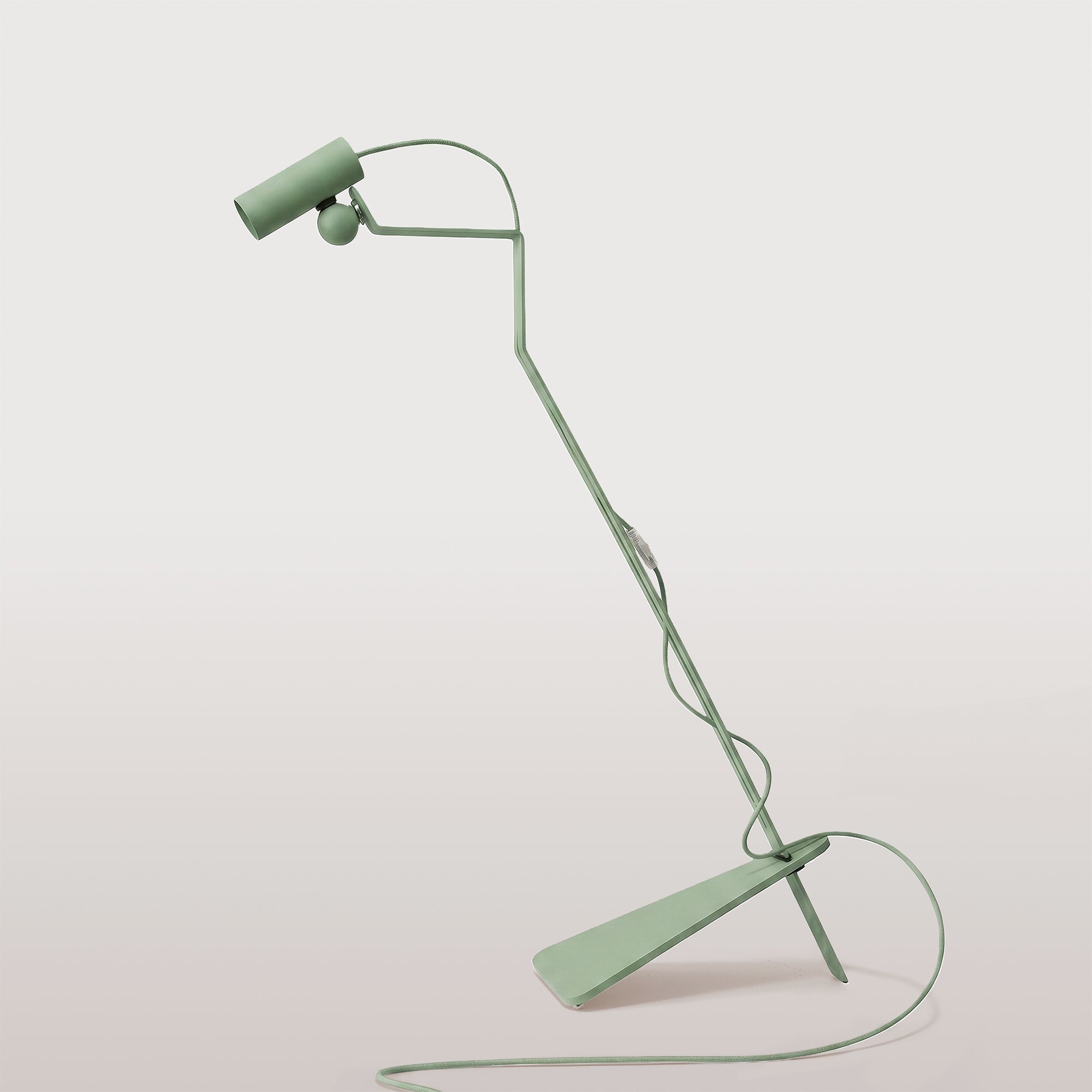 Tilting floor lamp with adjustable magnetic Spotlight and UK Plug - Mario Tube - Green