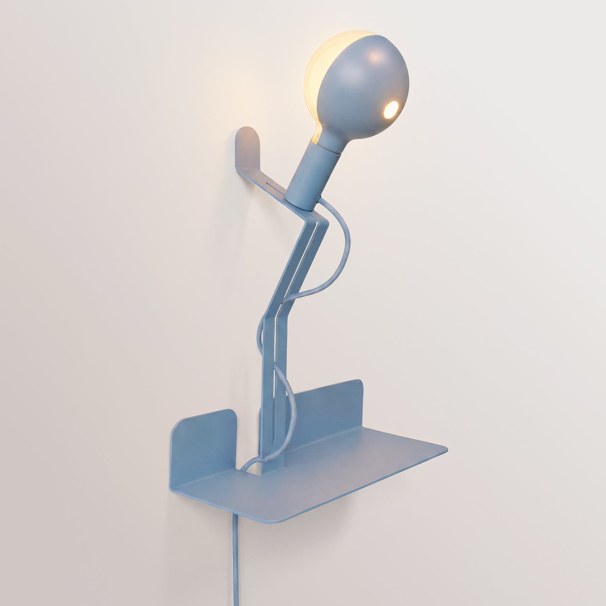 Lampada da parete con mensola, lampadina LED G125 verniciata e spina UK - Murio Talia - Blu