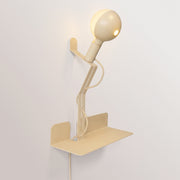 Lampada da parete con mensola, lampadina LED G125 verniciata e spina UK - Murio Talia - Panna