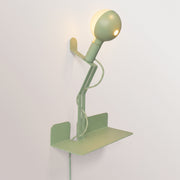 Lampada da parete con mensola, lampadina LED G125 verniciata e spina UK - Murio Talia - Verde