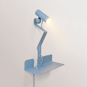 Lampada da parete con mensola, faretto magnetico orientabile e spina UK - Murio Tubo - Blu