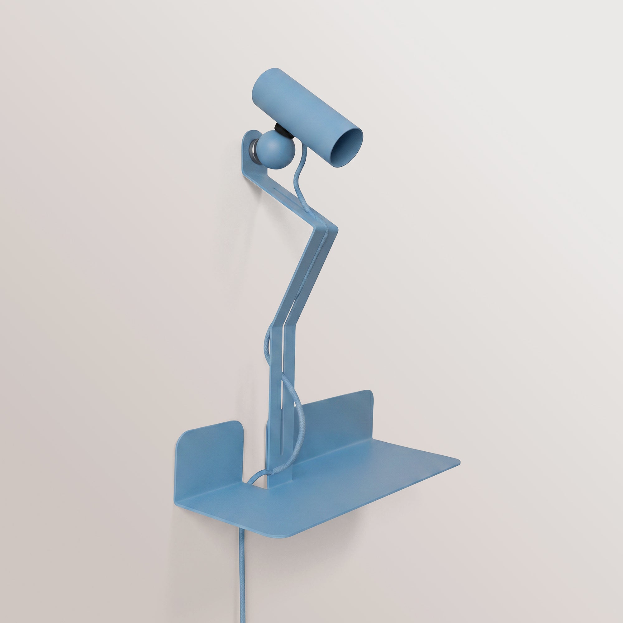 Lampada da parete con mensola, faretto magnetico orientabile e spina UK - Murio Tubo - Blu