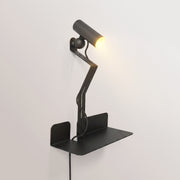 Lampada da parete con mensola, faretto magnetico orientabile e spina UK - Murio Tubo - Nero