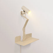 Lampada da parete con mensola, faretto magnetico orientabile e spina UK - Murio Tubo - Panna