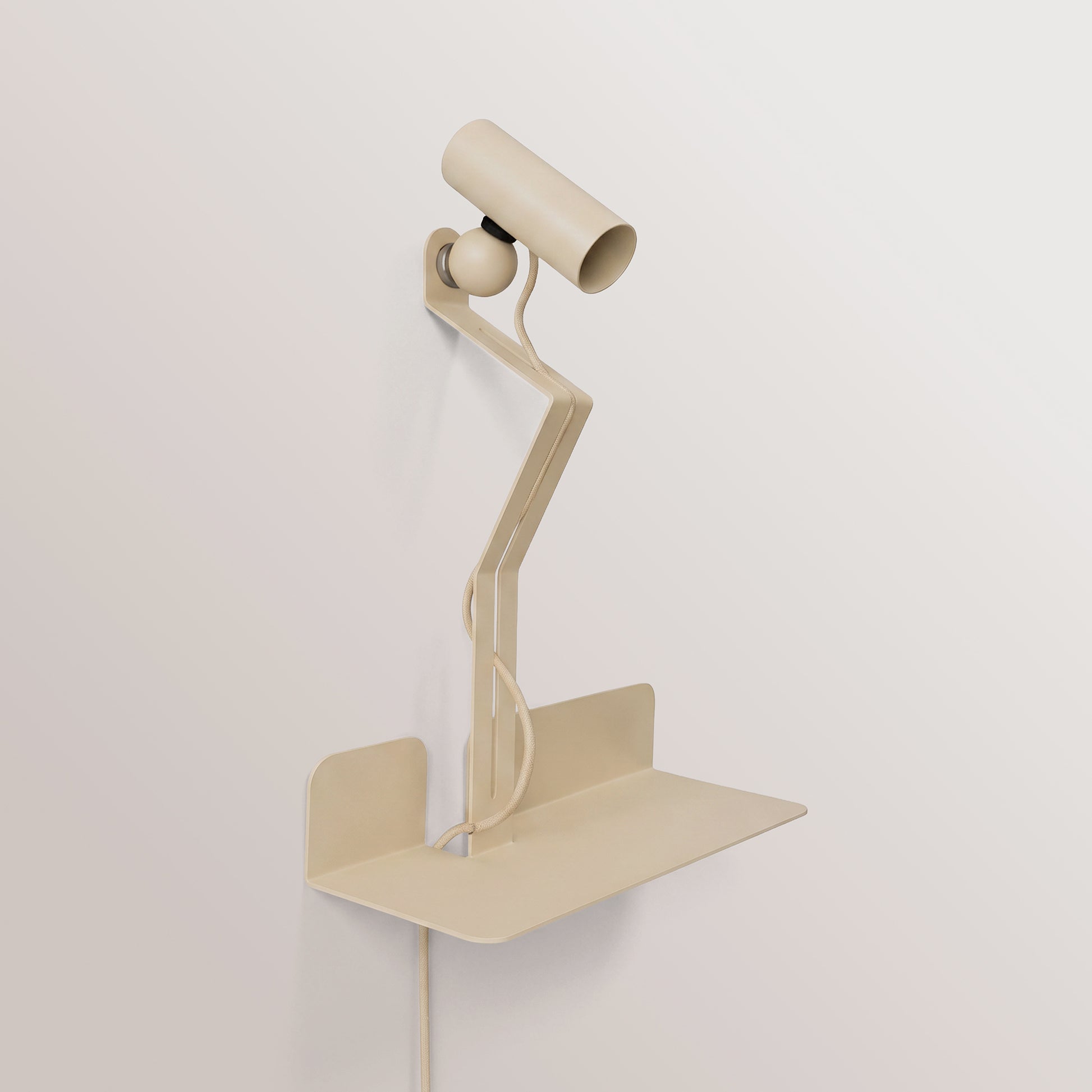Lampada da parete con mensola, faretto magnetico orientabile e spina UK - Murio Tubo - Panna