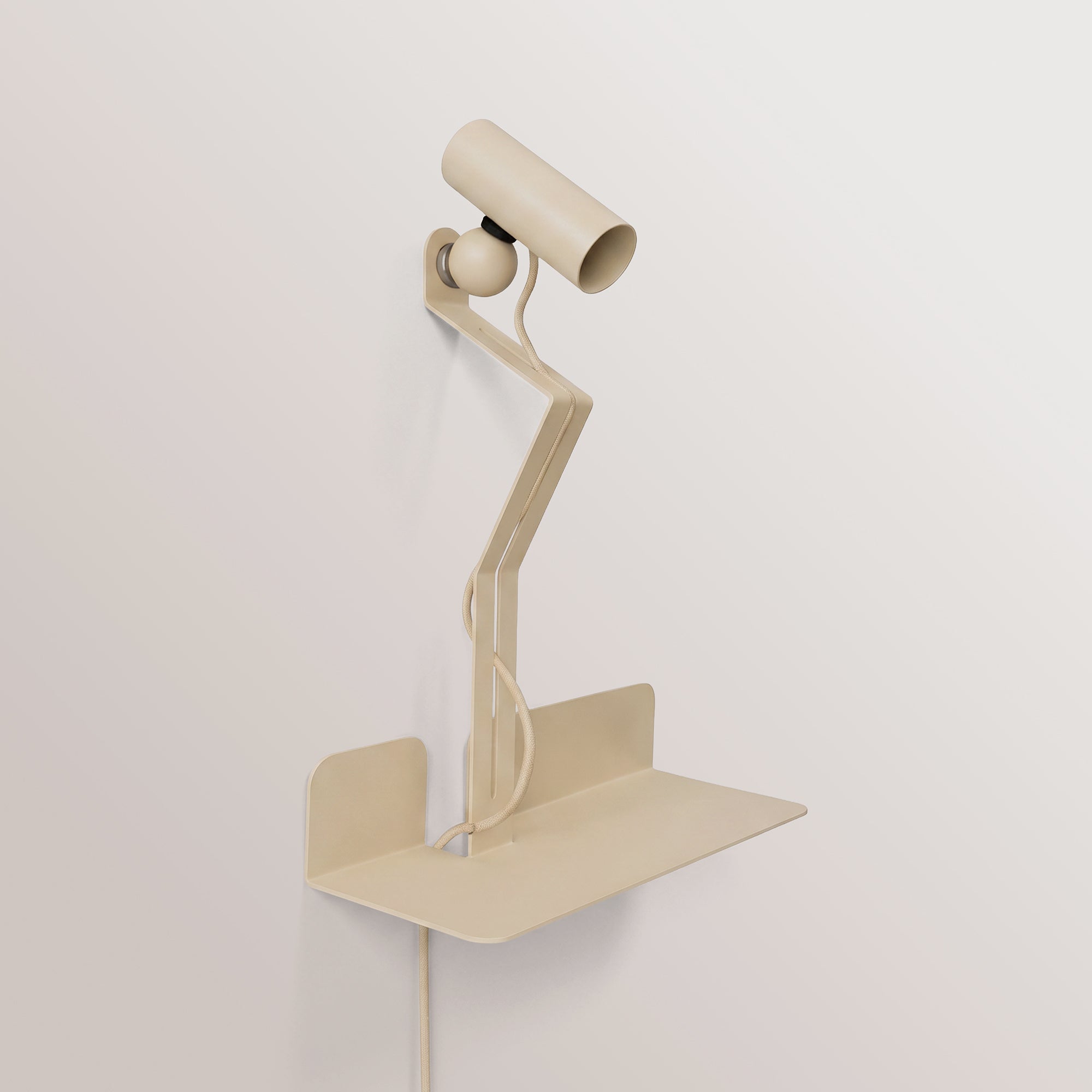Lampada da parete con mensola, faretto magnetico orientabile e spina UK - Murio Tubo - Panna