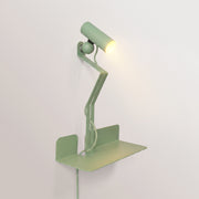 Lampada da parete con mensola, faretto magnetico orientabile e spina UK - Murio Tubo - Verde