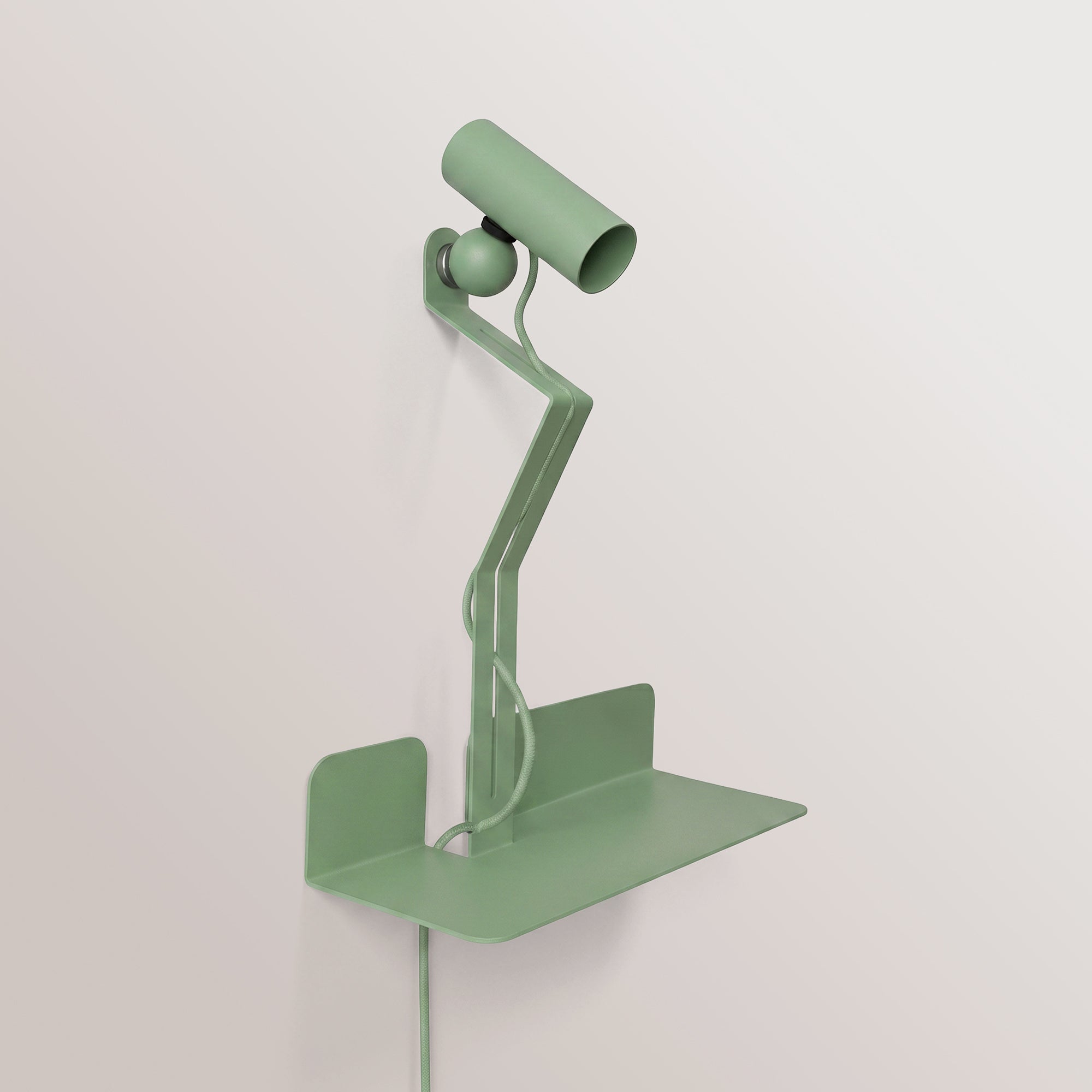 Lampada da parete con mensola, faretto magnetico orientabile e spina UK - Murio Tubo - Verde