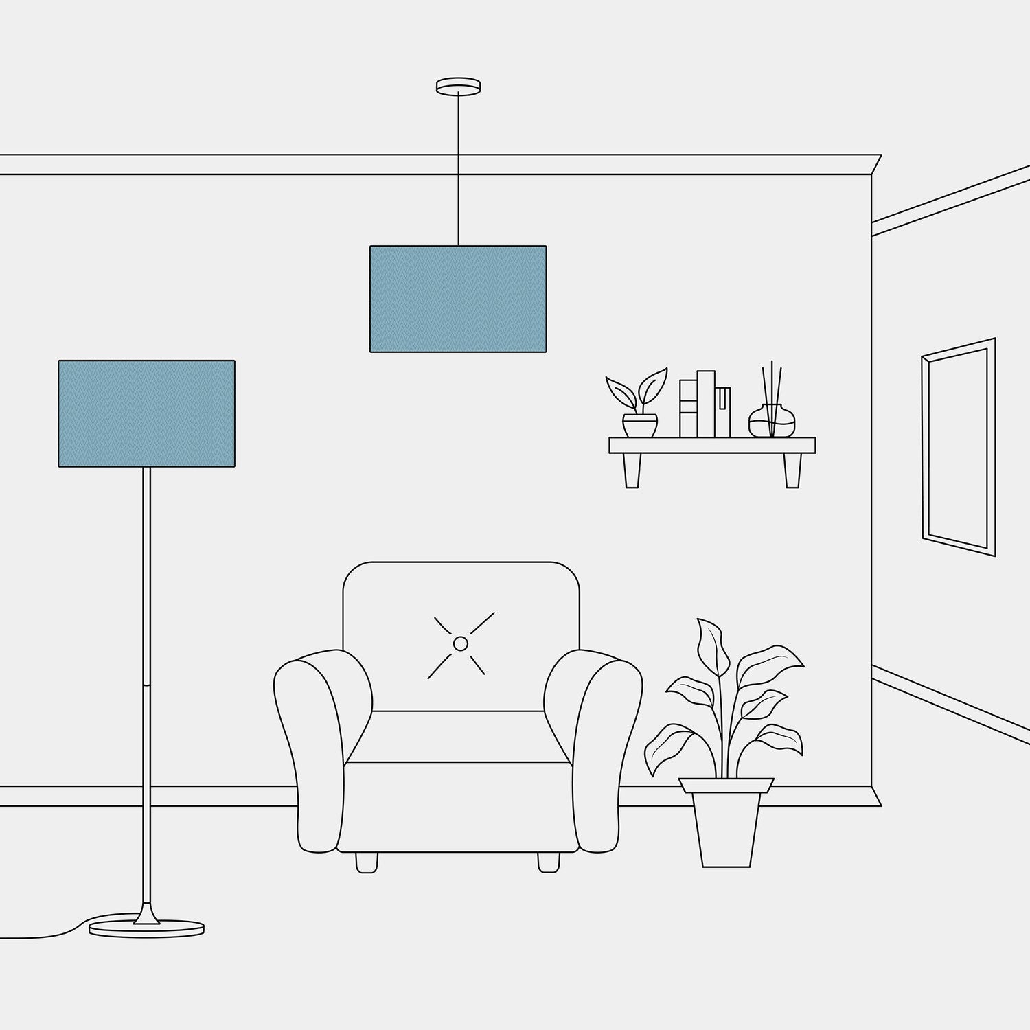 Paralume Cilindro XL in tessuto con attacco E27 - Made in Italy - Teletta Azzurro Severo