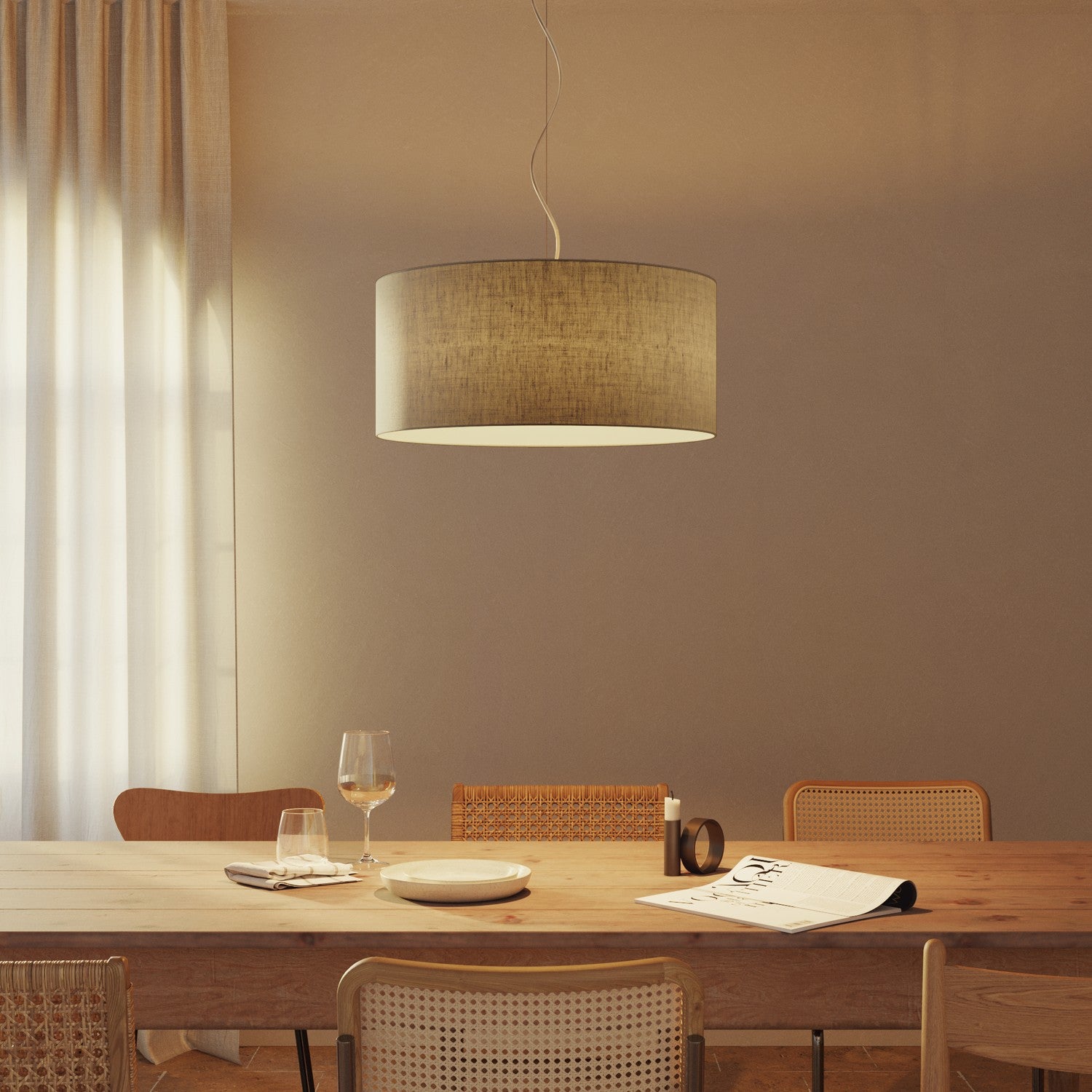 Paralume Cilindro XXL in tessuto con attacco E27 - Made in Italy - Camelot Grigio