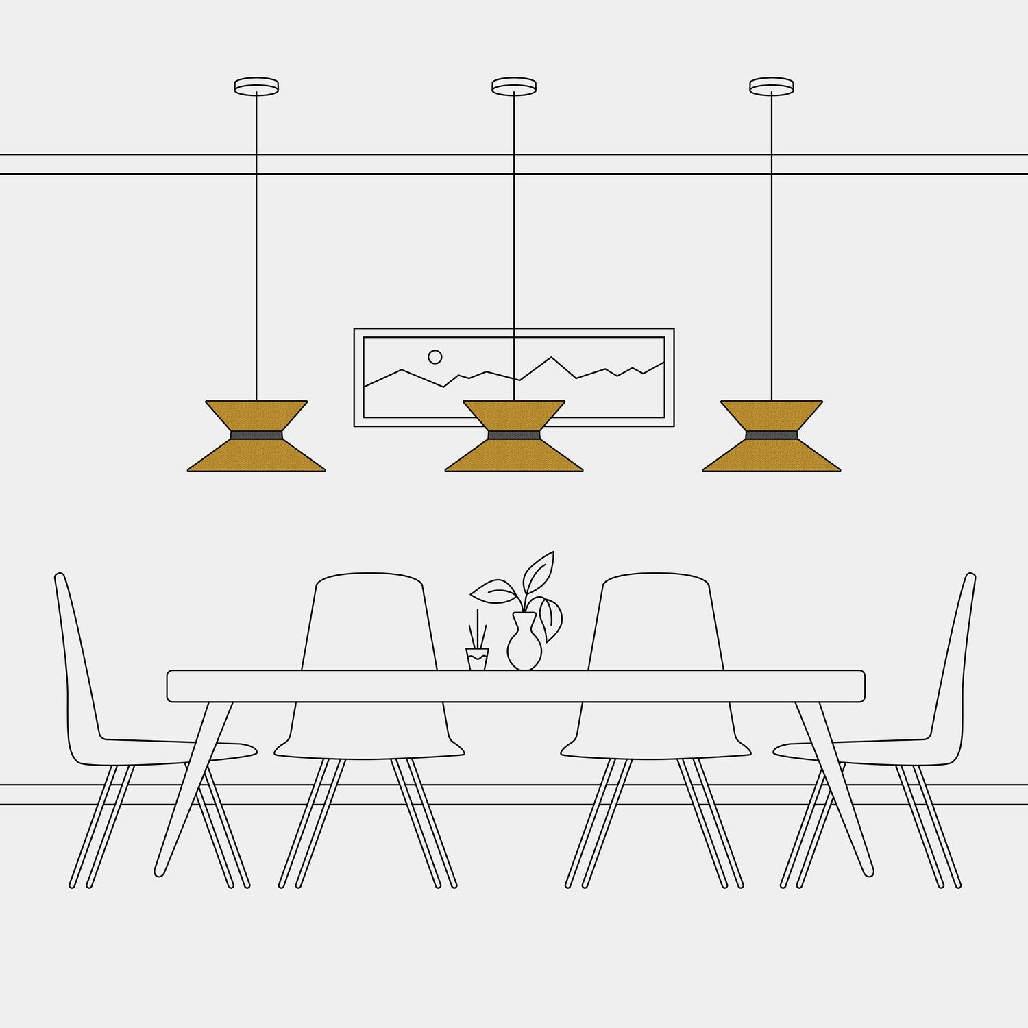 Paralume in tessuto Clessidra per lampada a sospensione - Lana Senape Lana grigio scuro