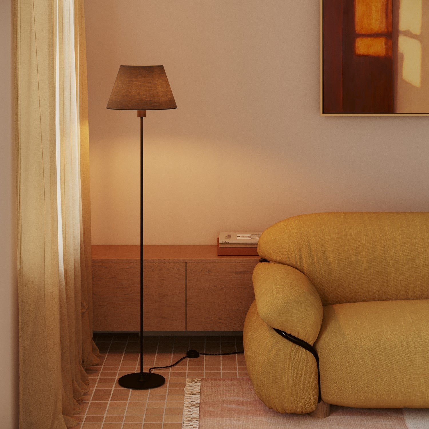 Paralume Impero M in tessuto per lampada da terra con attacco E27 - Made in Italy - Teletta Grigio Scuro