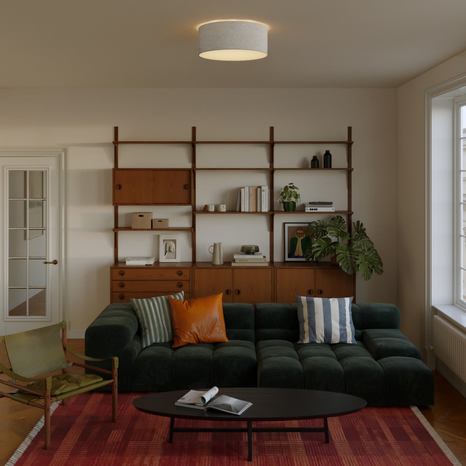 Plafoniera in tessuto Medium Slim - Made in Italy - Lana Grigio Chiaro