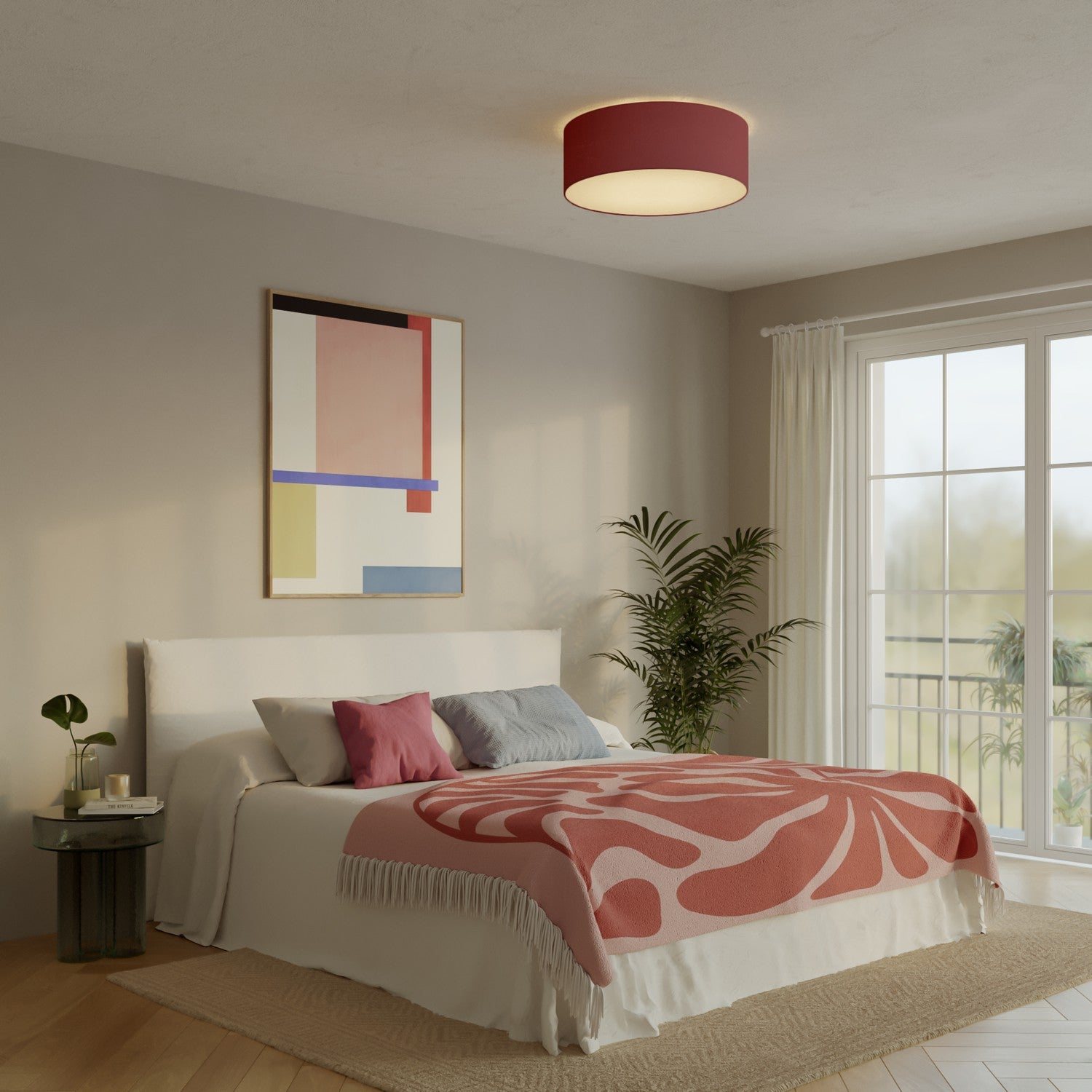 Plafoniera in tessuto Large - Made in Italy - Arenal Bordeaux