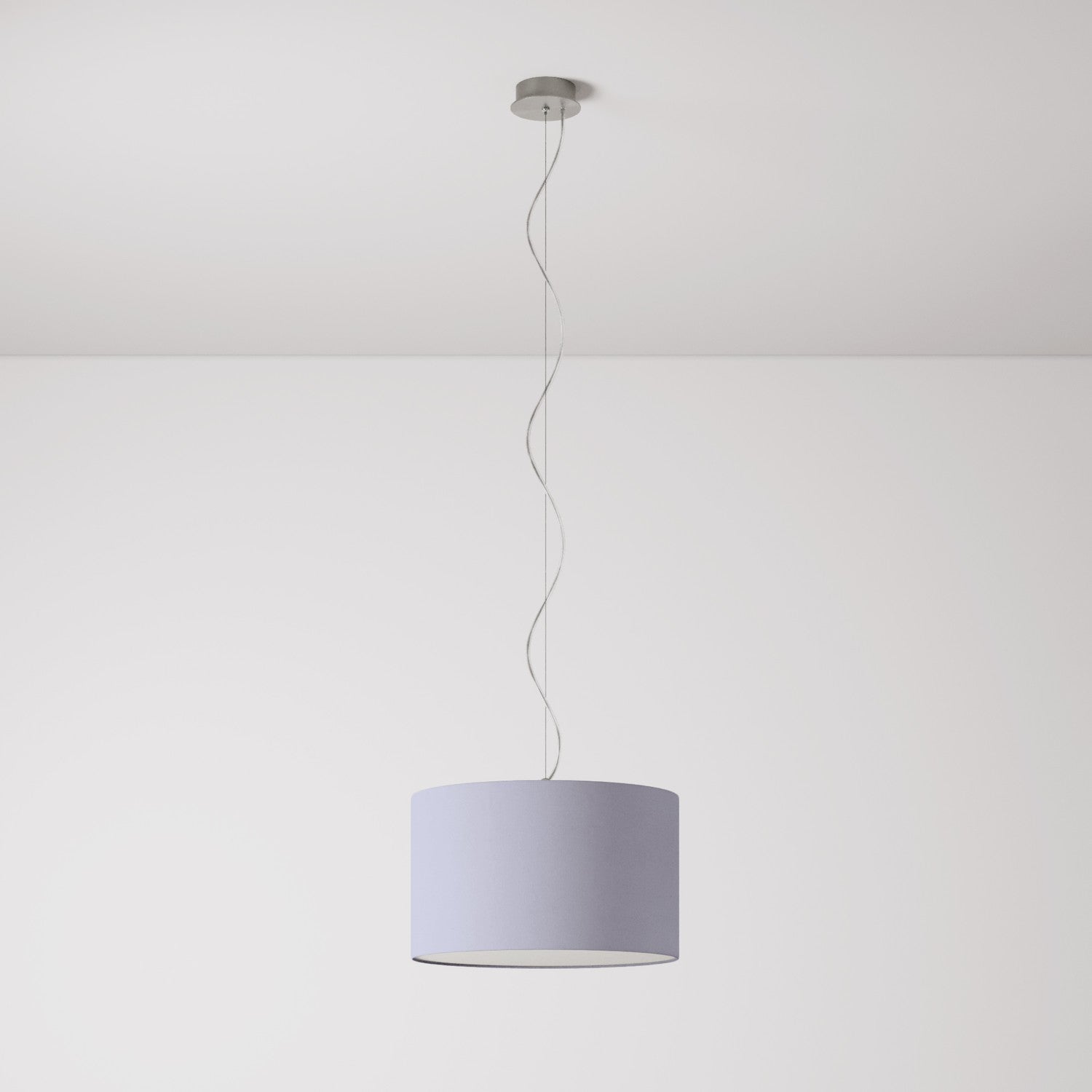 Lampada a sospensione con paralume in tessuto Cilindro Small - Made in Italy - Teletta Lilla Si
