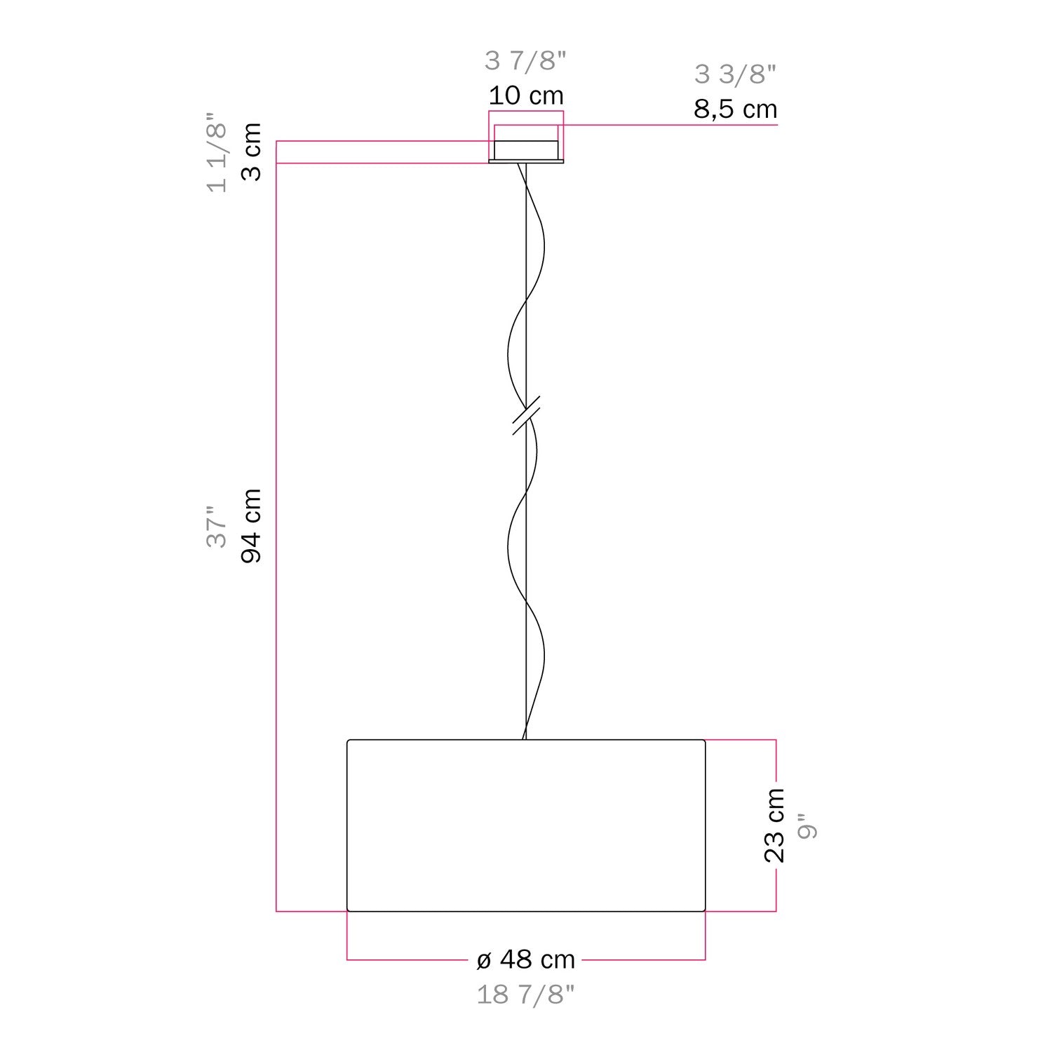 Lampada a sospensione con paralume in tessuto Cilindro Medium - Made in Italy - Lana Beige No