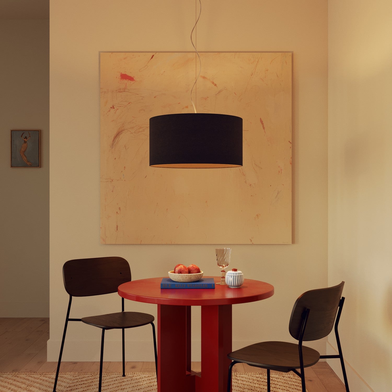 Lampada a sospensione con paralume in tessuto Cilindro Medium - Made in Italy - Lana Grigio Scuro Si