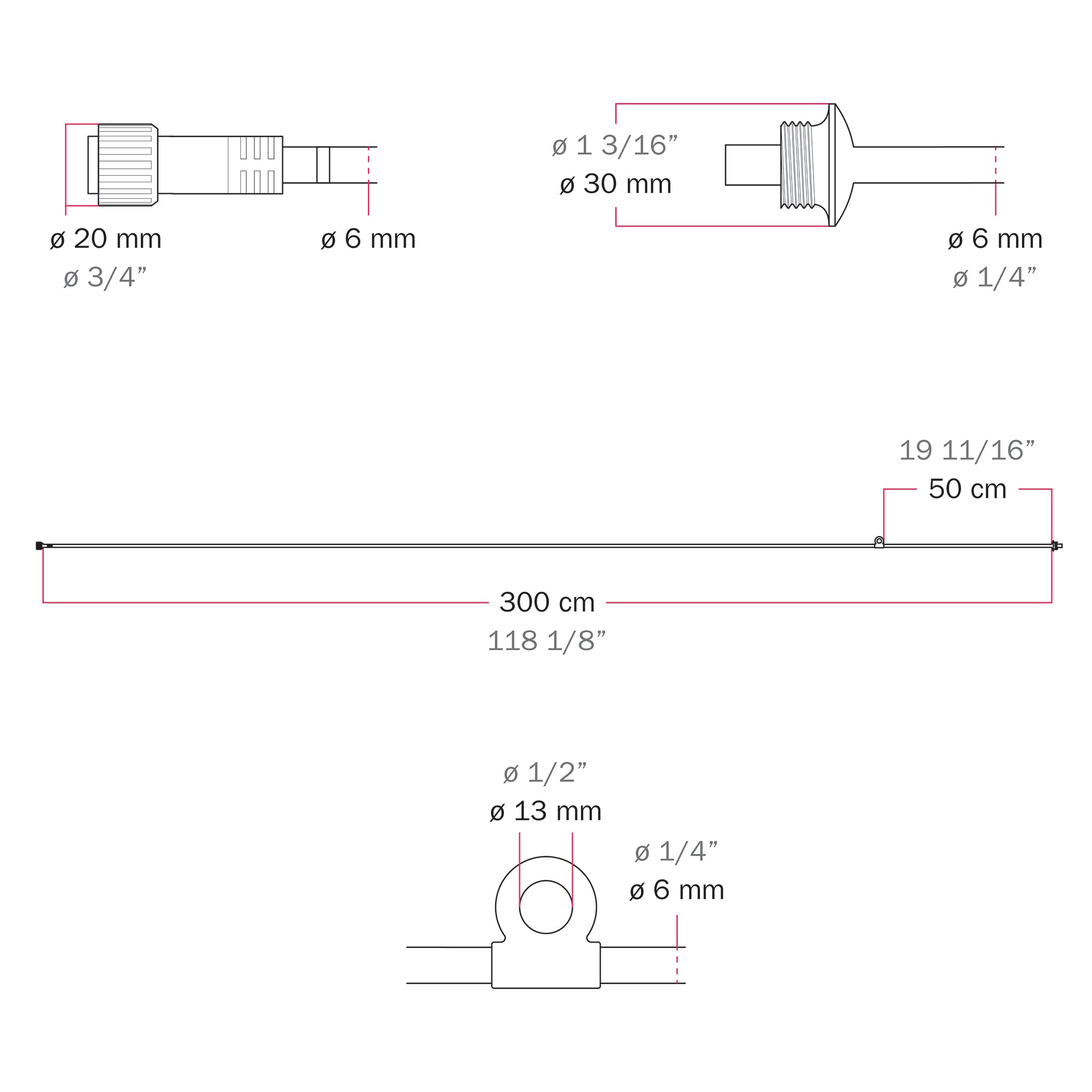 Cavo di connessione Alimentatore / Paralume - Marina - Bianco sabbia