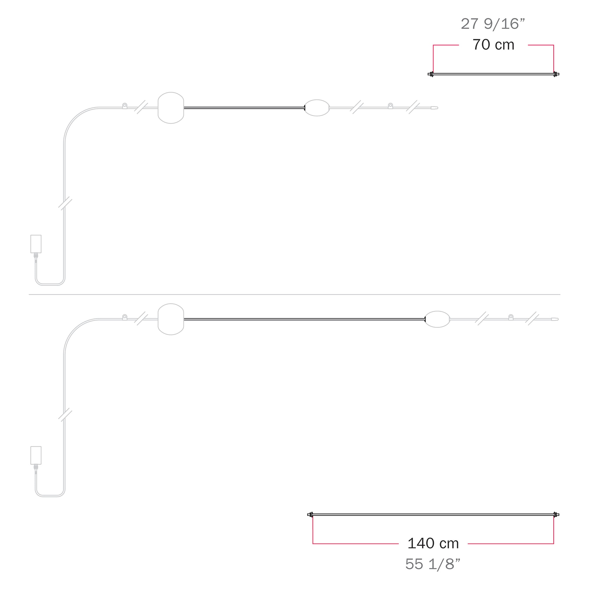 Cavo di connessione tra paralumi 70/140 cm (27 9/16" / 55 1/8") - Marina - Desert brown 70 cm (27 9 16")