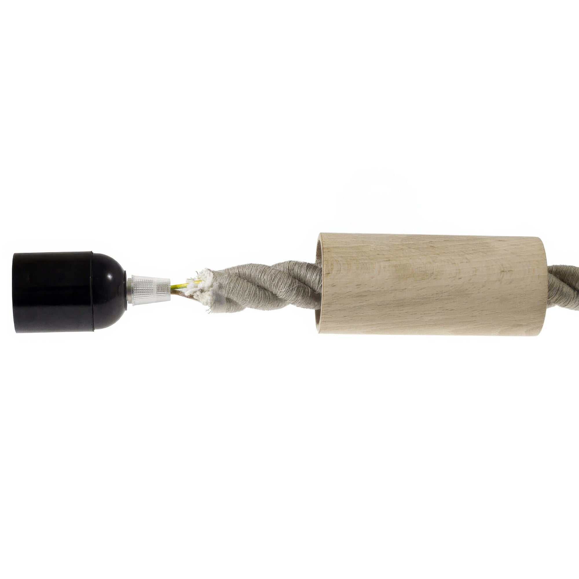Kit portalampada E27 in legno per cordone 2XL - Neutro