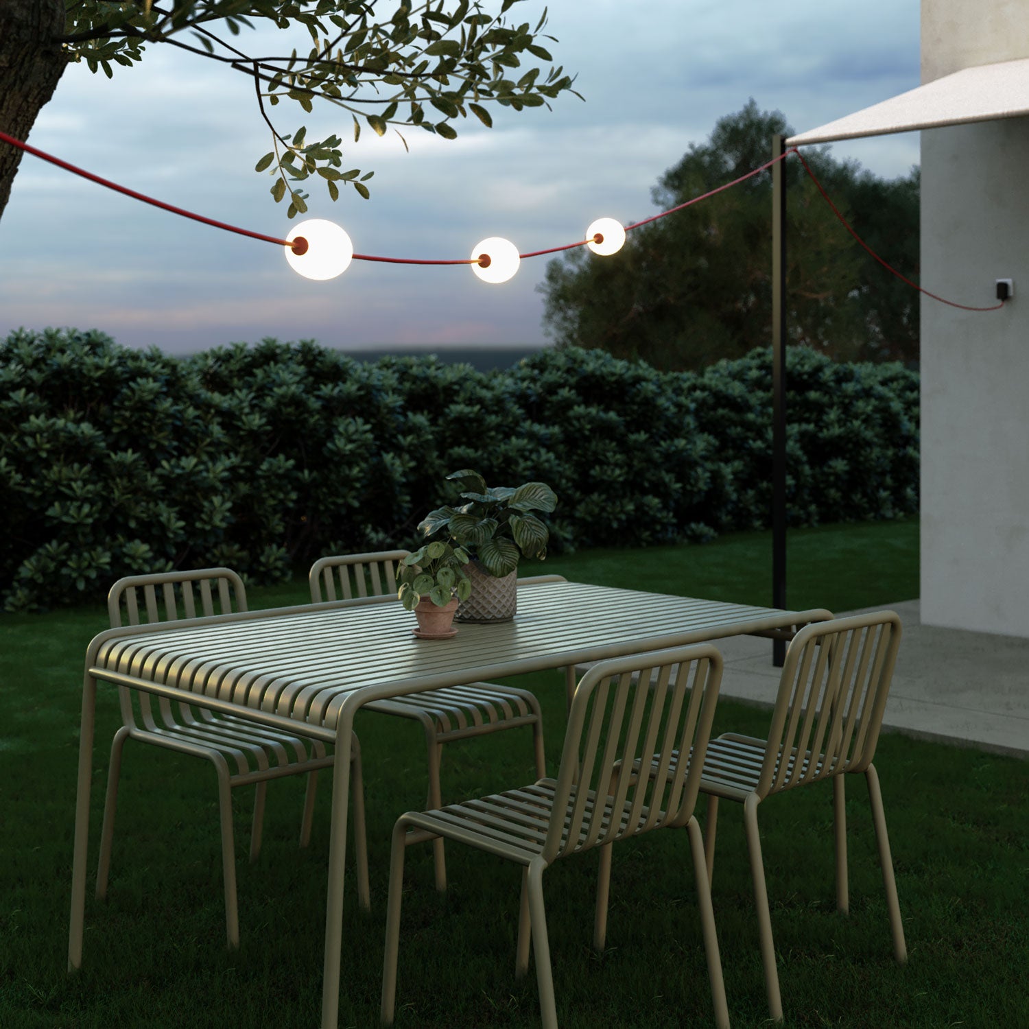 Catena luminosa 3 punti luce da esterno IP67 Rosso stella marina con spina UK - Marina3