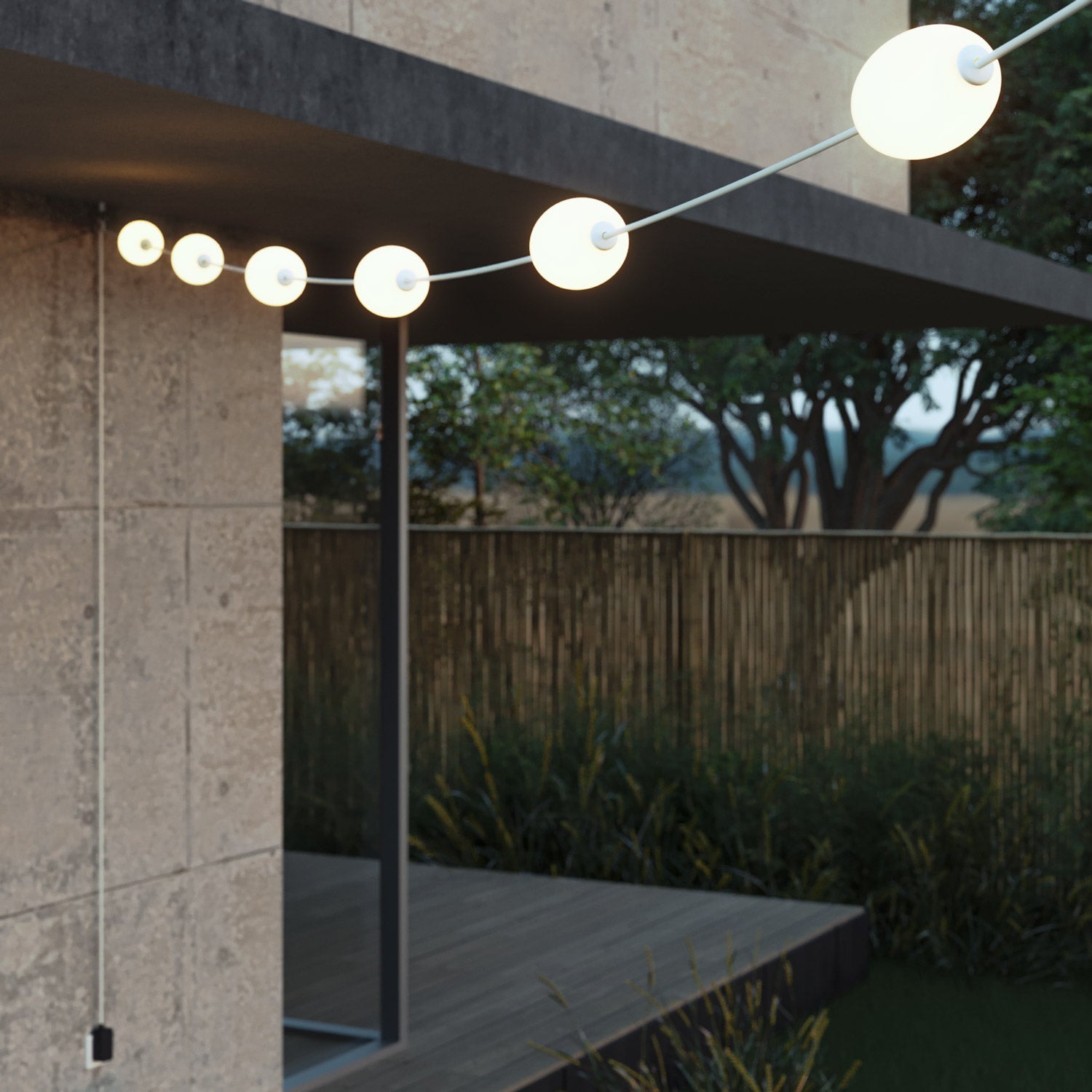 Catena luminosa 6 punti luce da esterno IP67 Bianco sabbia con spina UK - Marina6