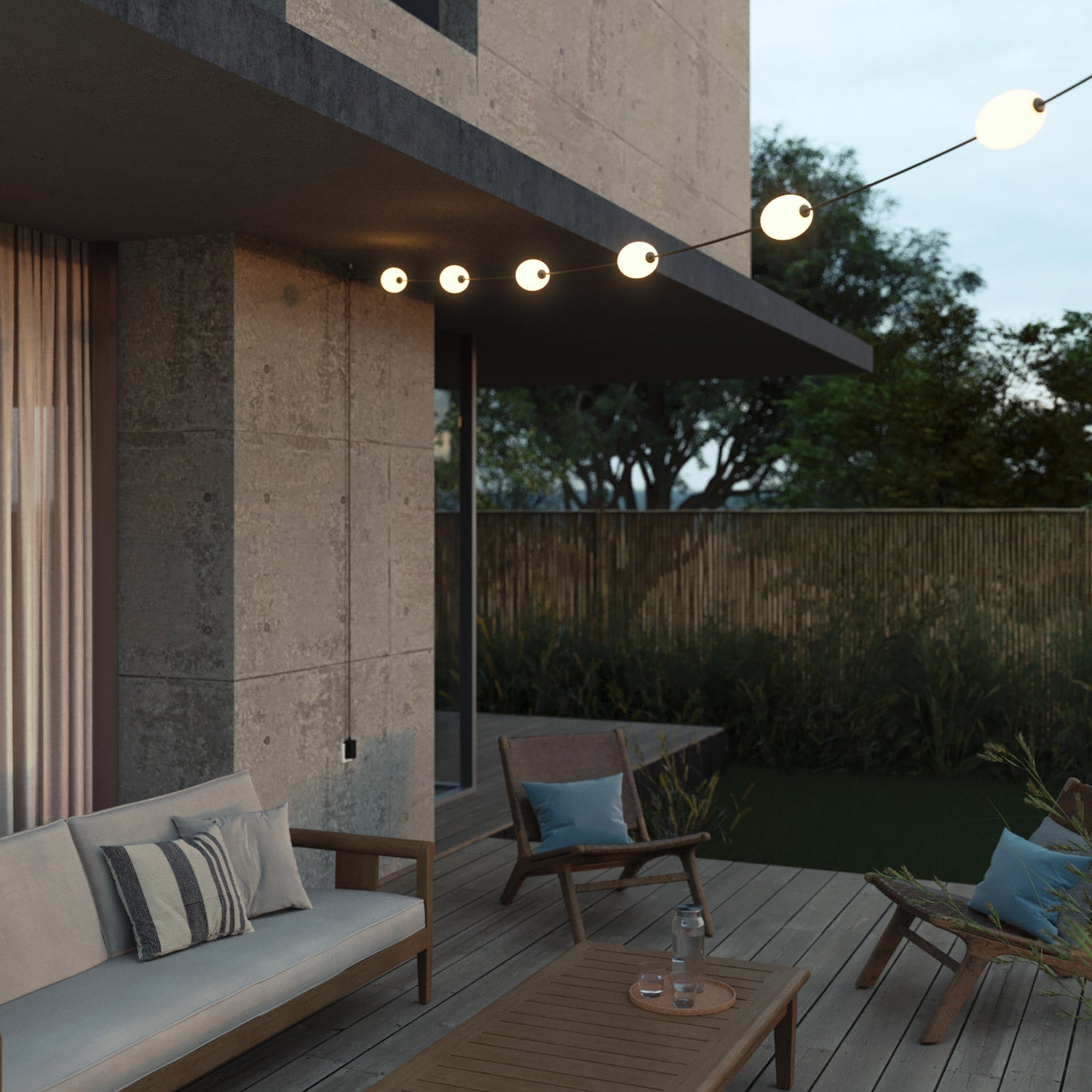 Catena luminosa 6 punti luce da esterno IP67 Verde oliva con spina UK - Marina6