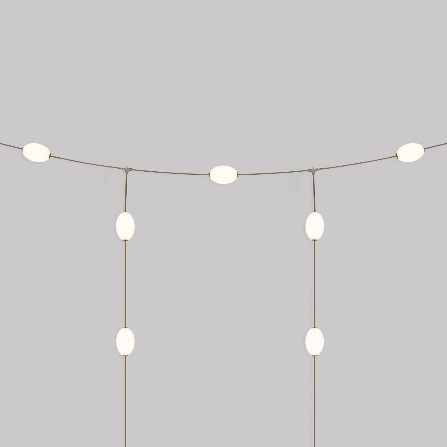 Catena luminosa reticolare 7 punti luce da esterno IP67 Verde oliva con spina UK - Marina GRID