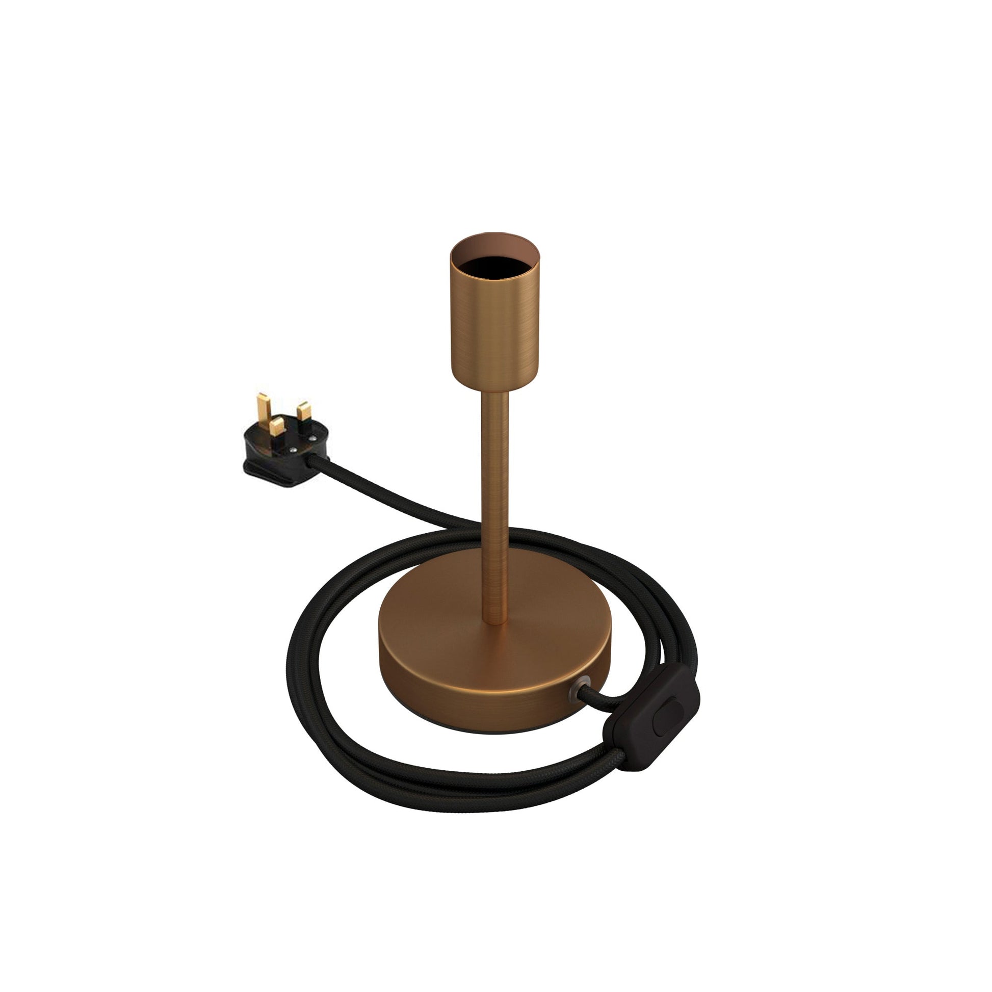 Alzaluce - Lampada da tavolo in metallo e spina UK - Bronzo satinato 15 cm
