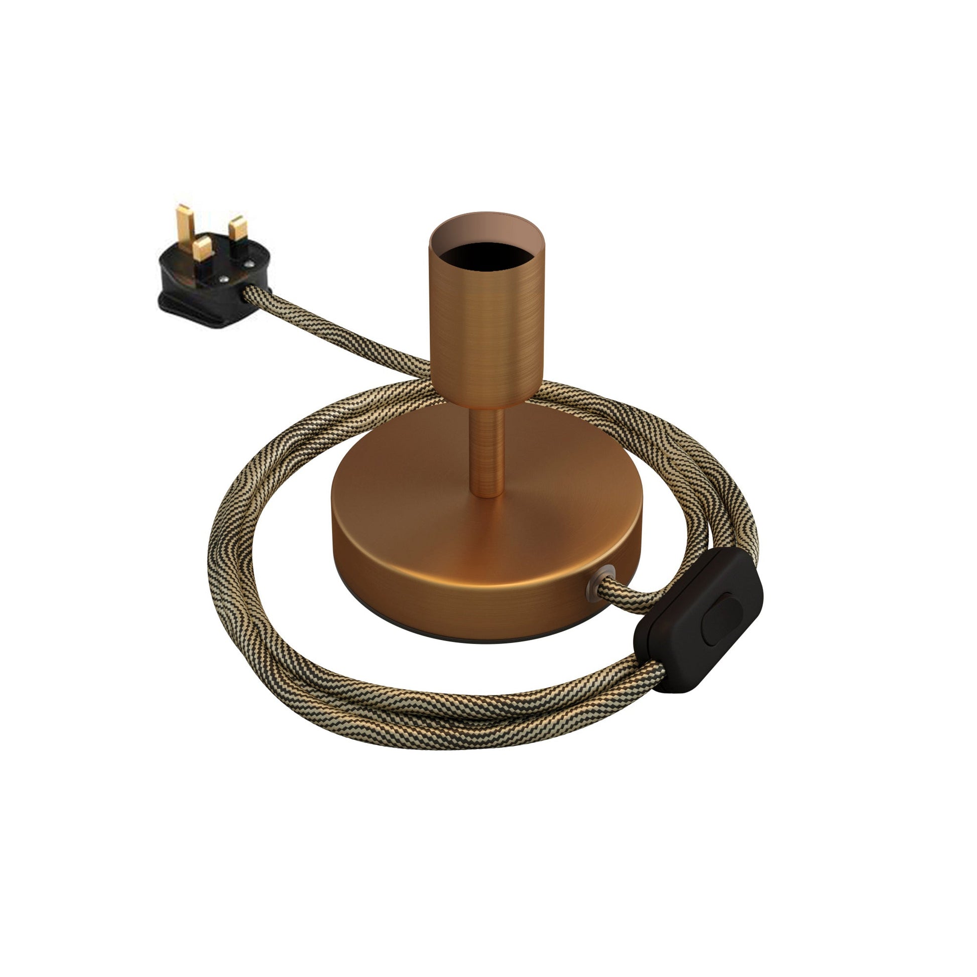 Alzaluce - Lampada da tavolo in metallo e spina UK - Bronzo satinato 5 cm