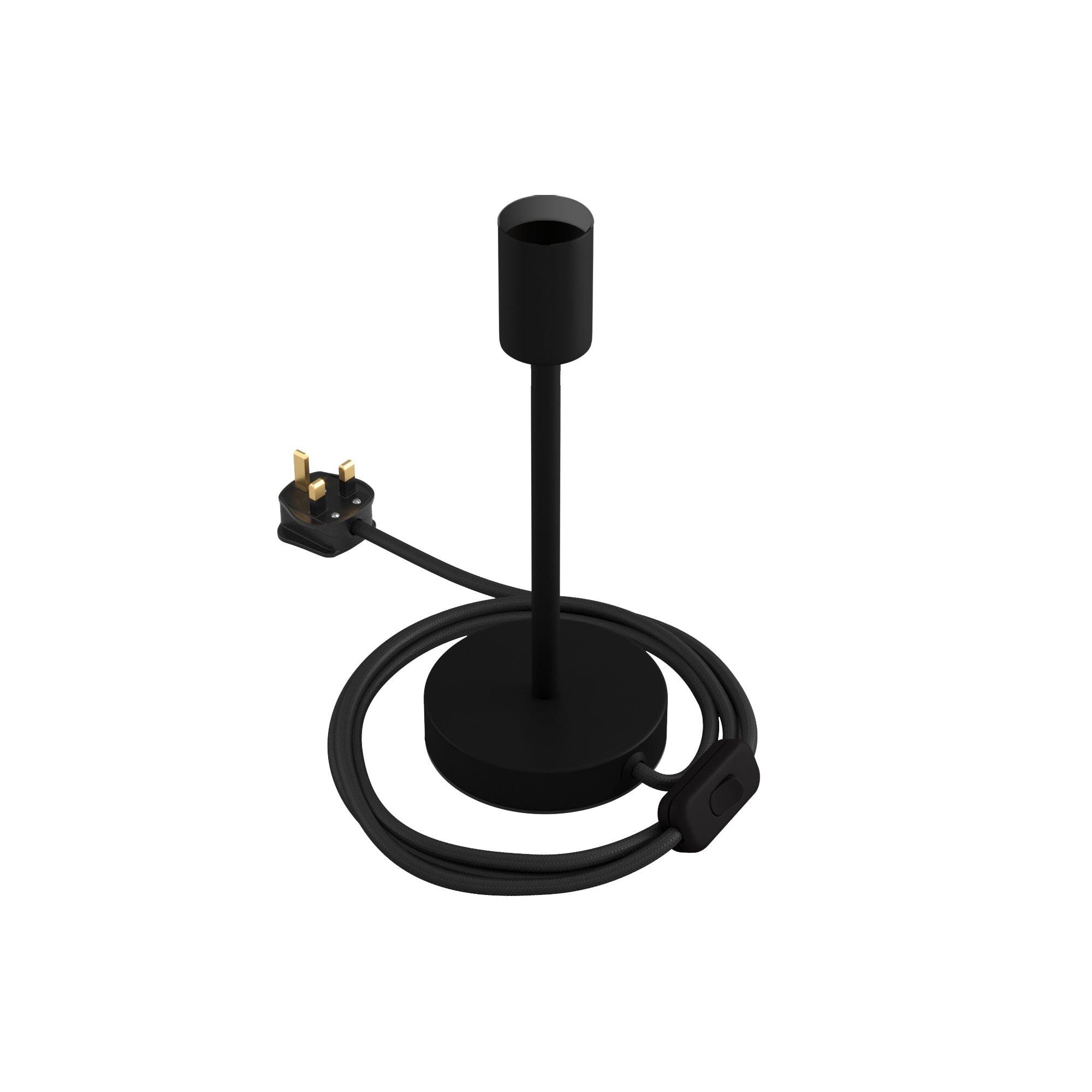 Alzaluce - Lampada da tavolo in metallo e spina UK - Nero opaco 20 cm