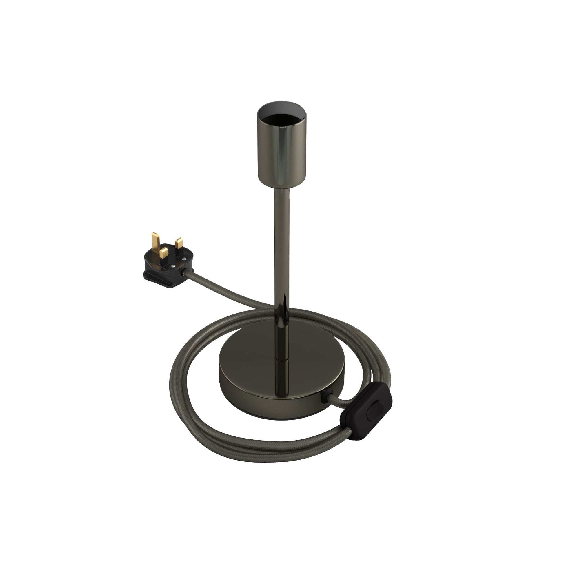 Alzaluce - Lampada da tavolo in metallo e spina UK - Nero perla 20 cm