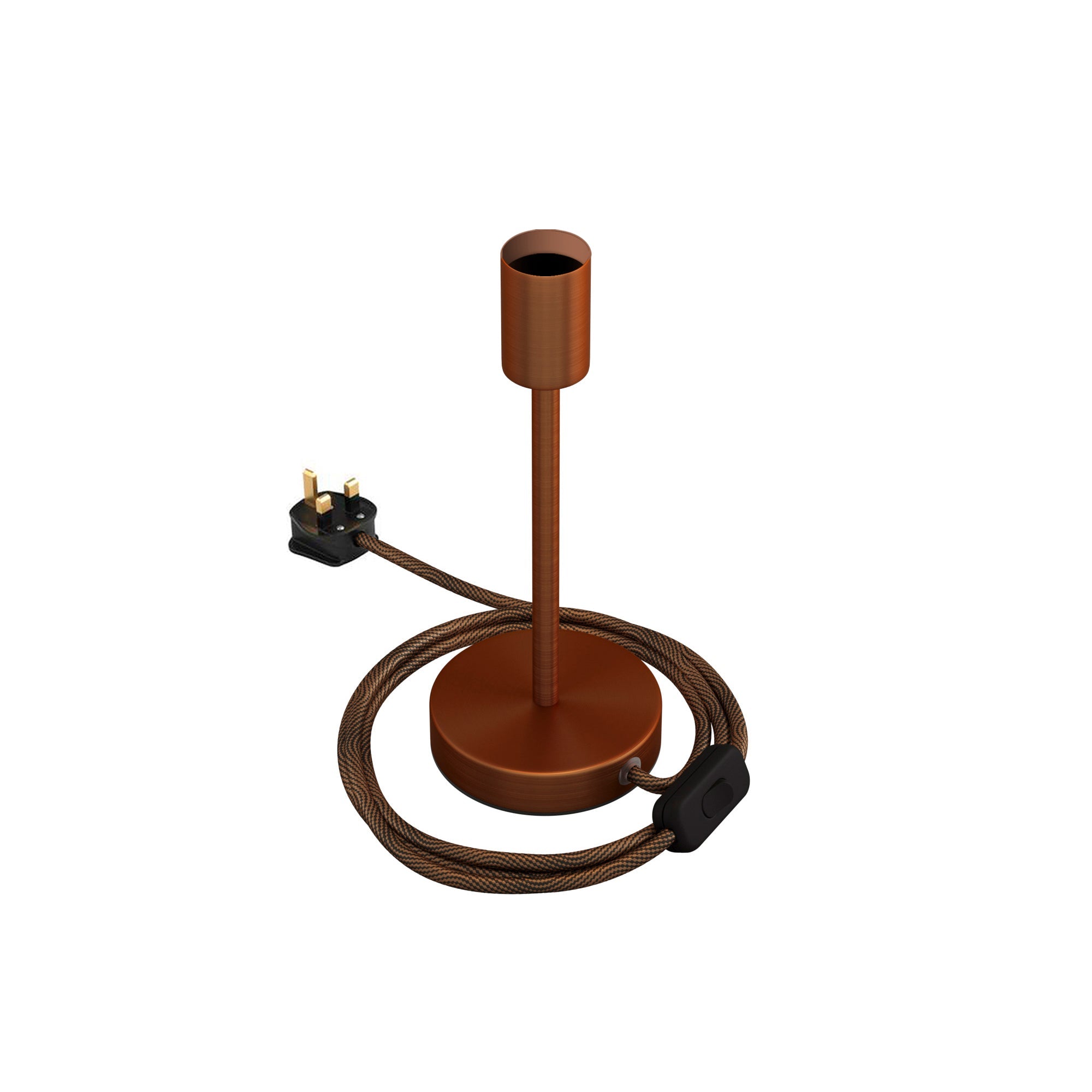 Alzaluce - Lampada da tavolo in metallo e spina UK - Rame satinato 20 cm