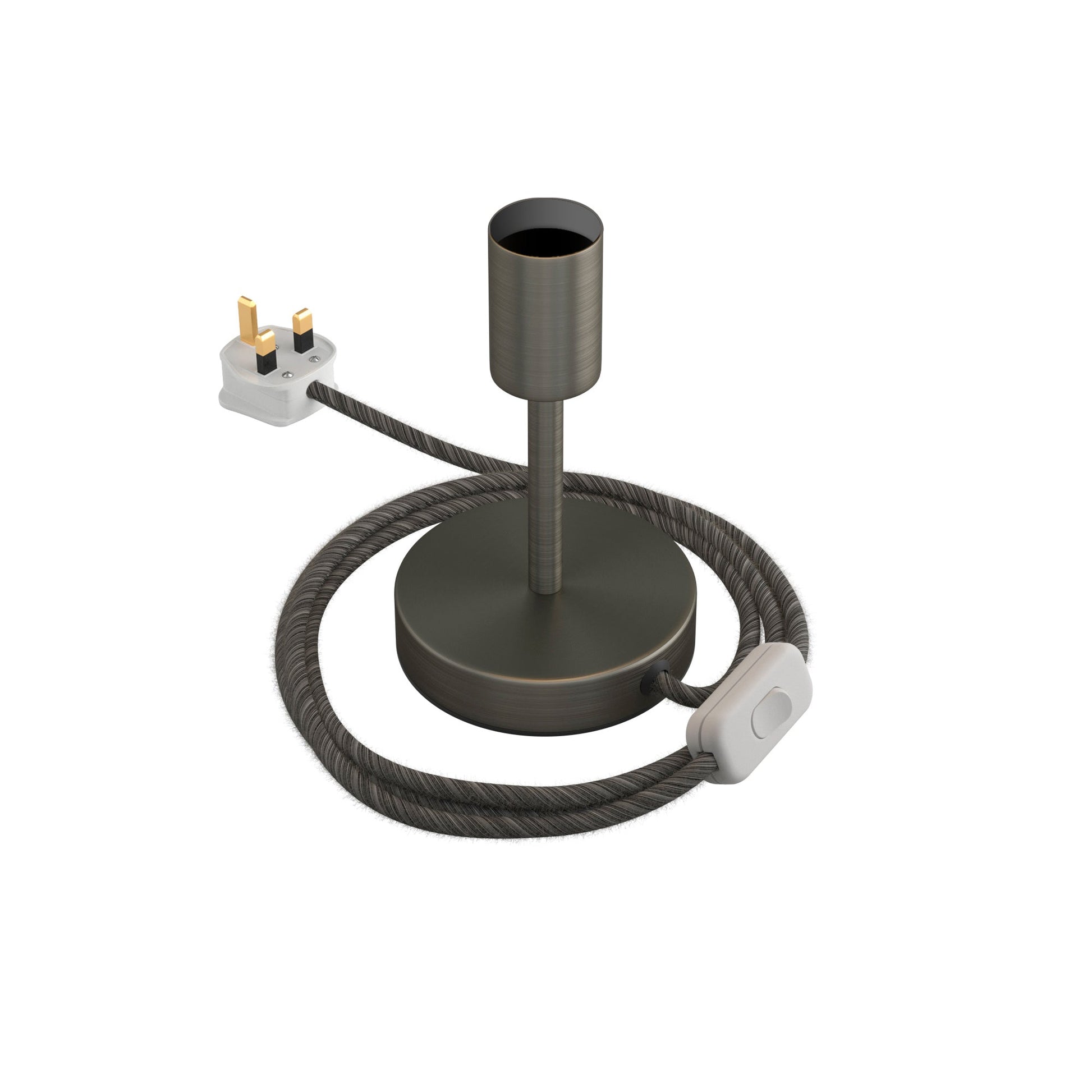 Alzaluce - Lampada da tavolo in metallo e spina UK - Titanio satinato 10 cm