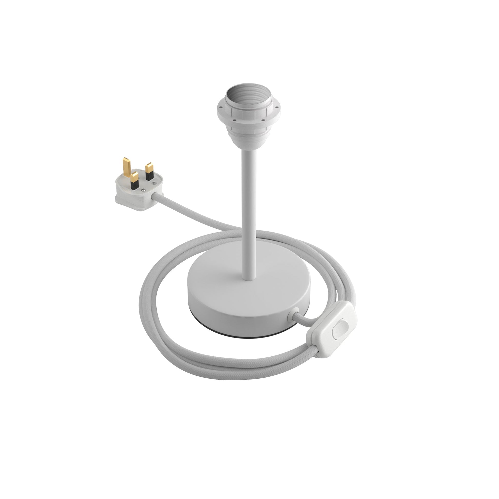 Alzaluce per paralume - Lampada da tavolo in metallo e spina UK - Bianco opaco 15 cm