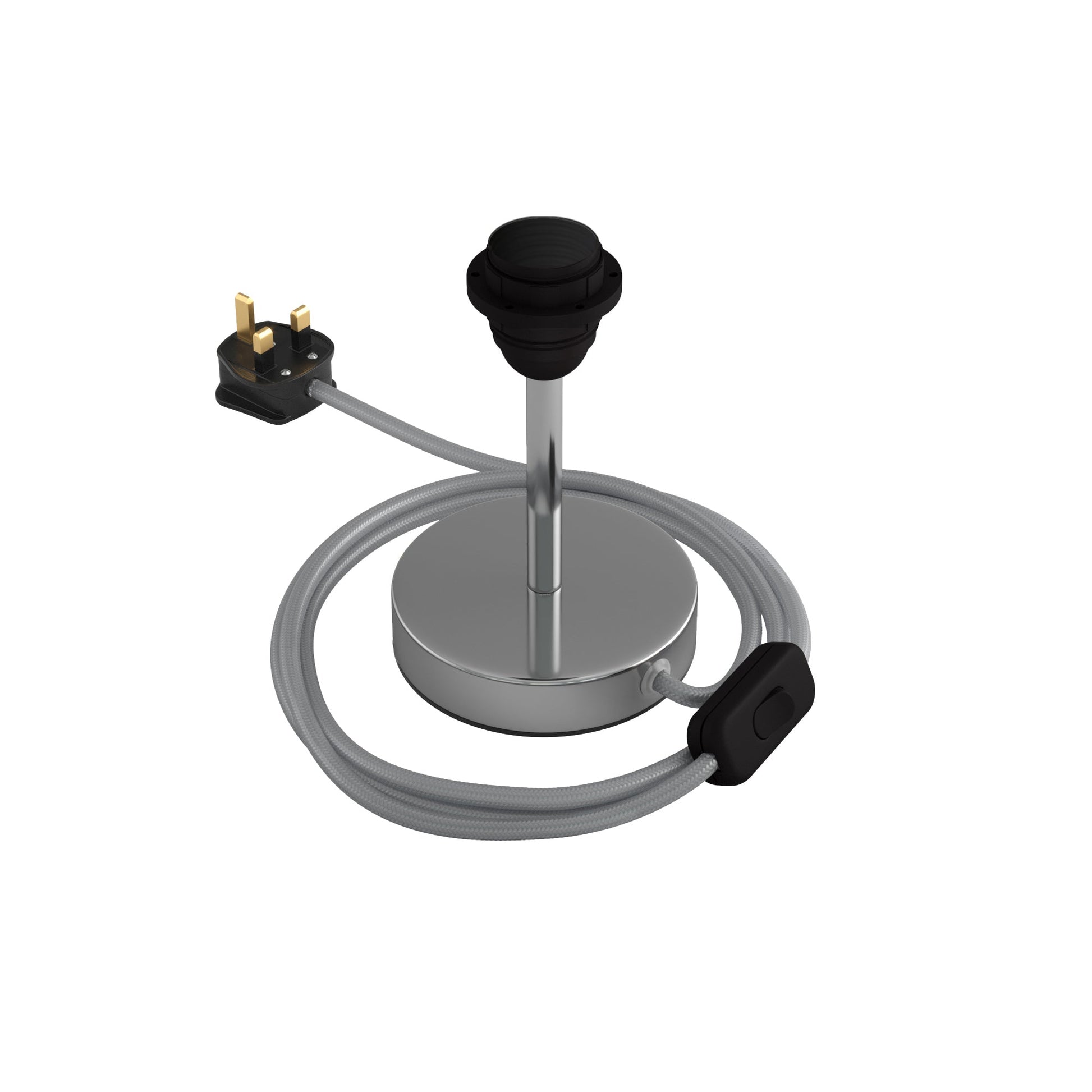 Alzaluce per paralume - Lampada da tavolo in metallo e spina UK - Cromo 10 cm