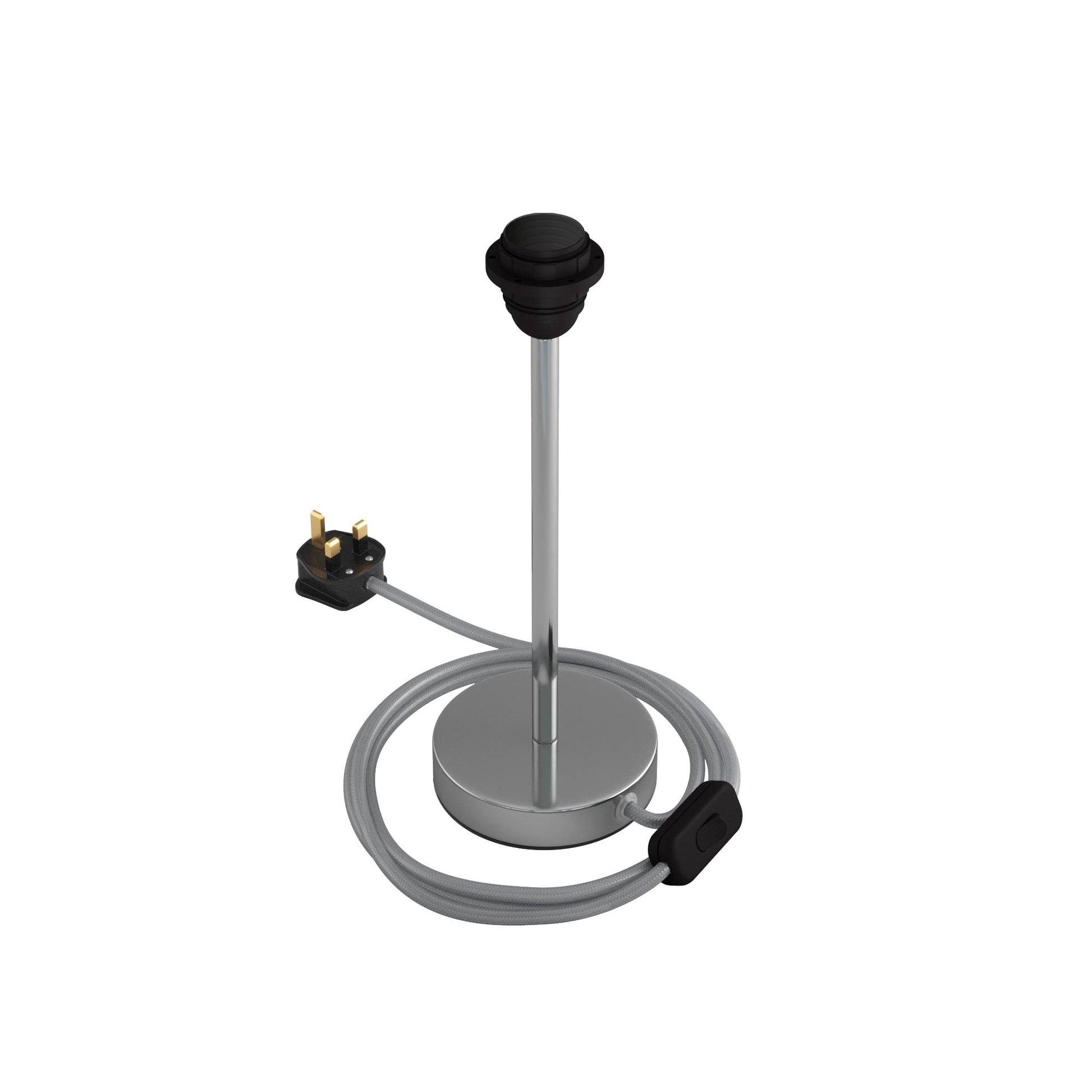 Alzaluce per paralume - Lampada da tavolo in metallo e spina UK - Cromo 25 cm