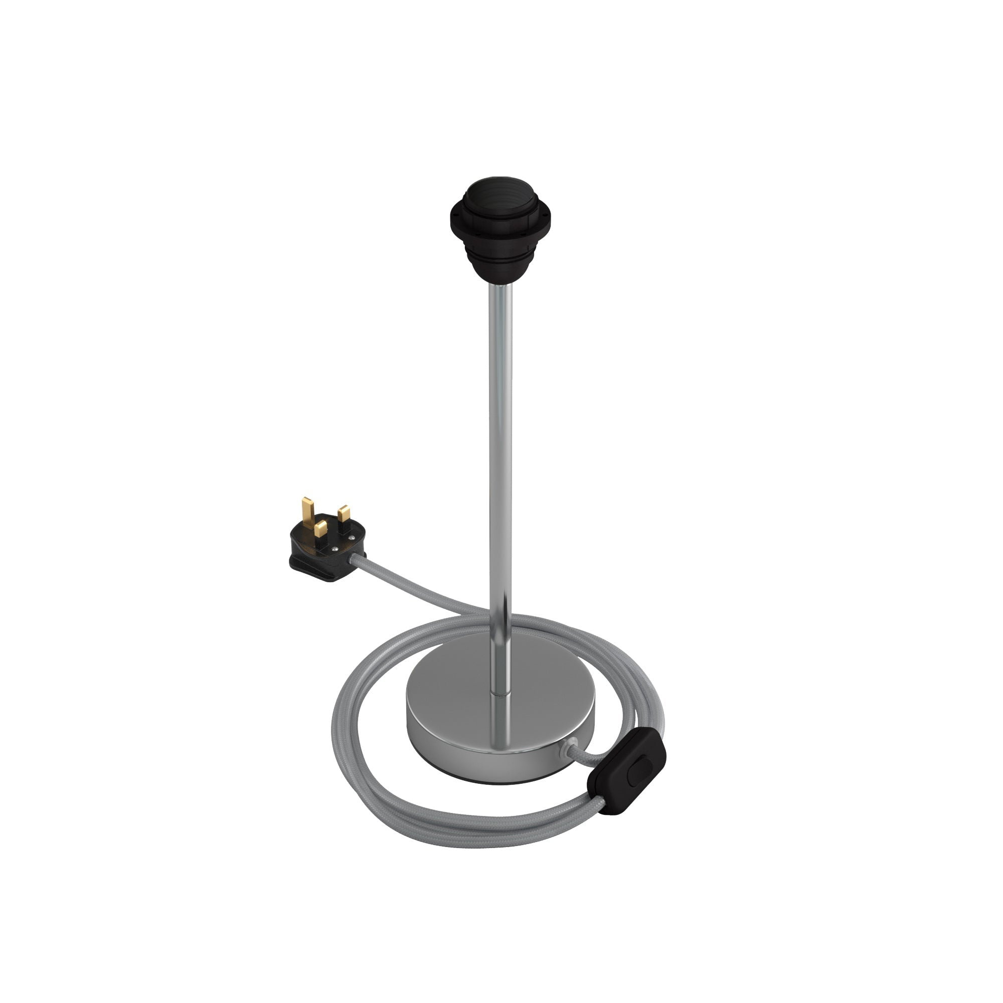 Alzaluce per paralume - Lampada da tavolo in metallo e spina UK - Cromo 30 cm