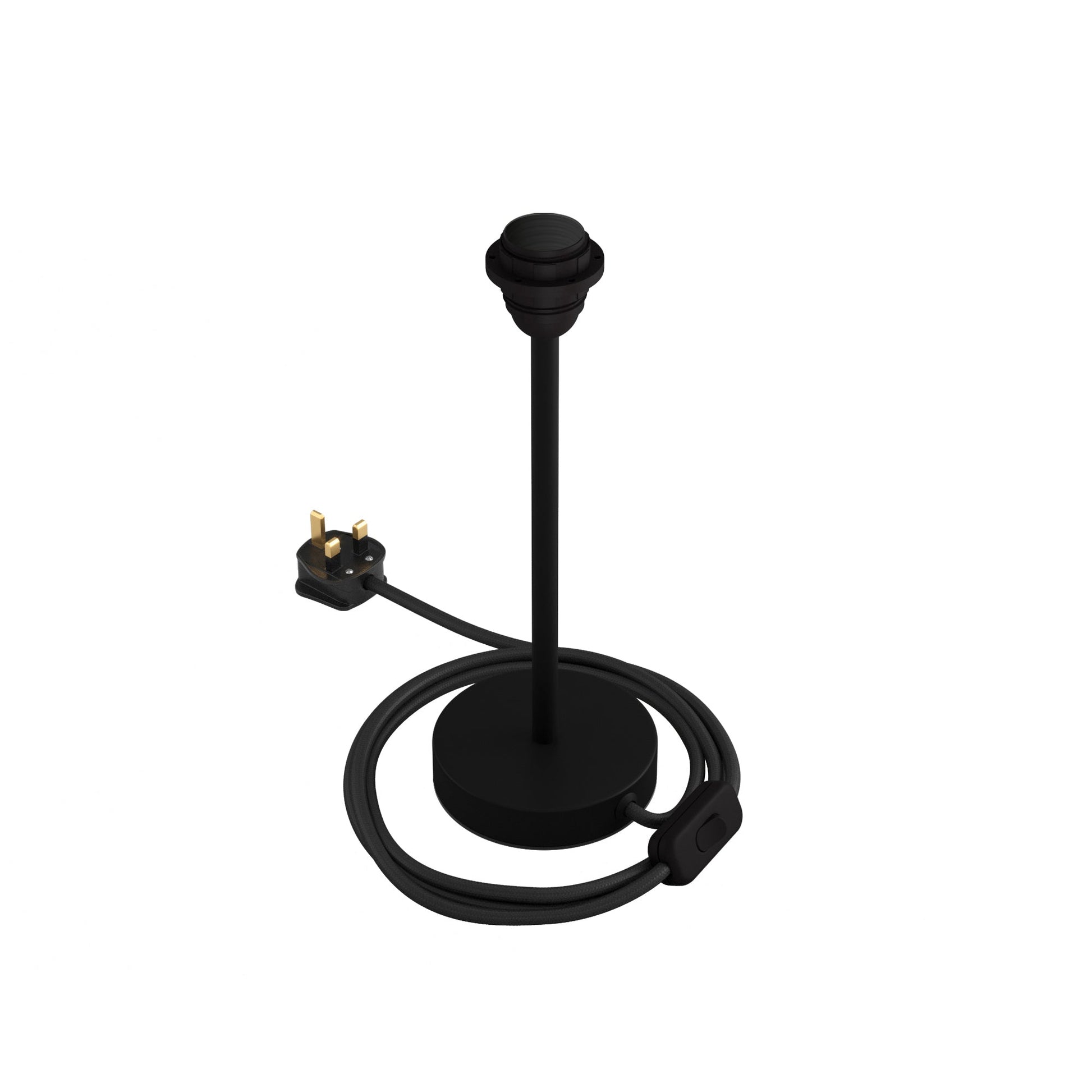 Alzaluce per paralume - Lampada da tavolo in metallo e spina UK - Nero opaco 25 cm