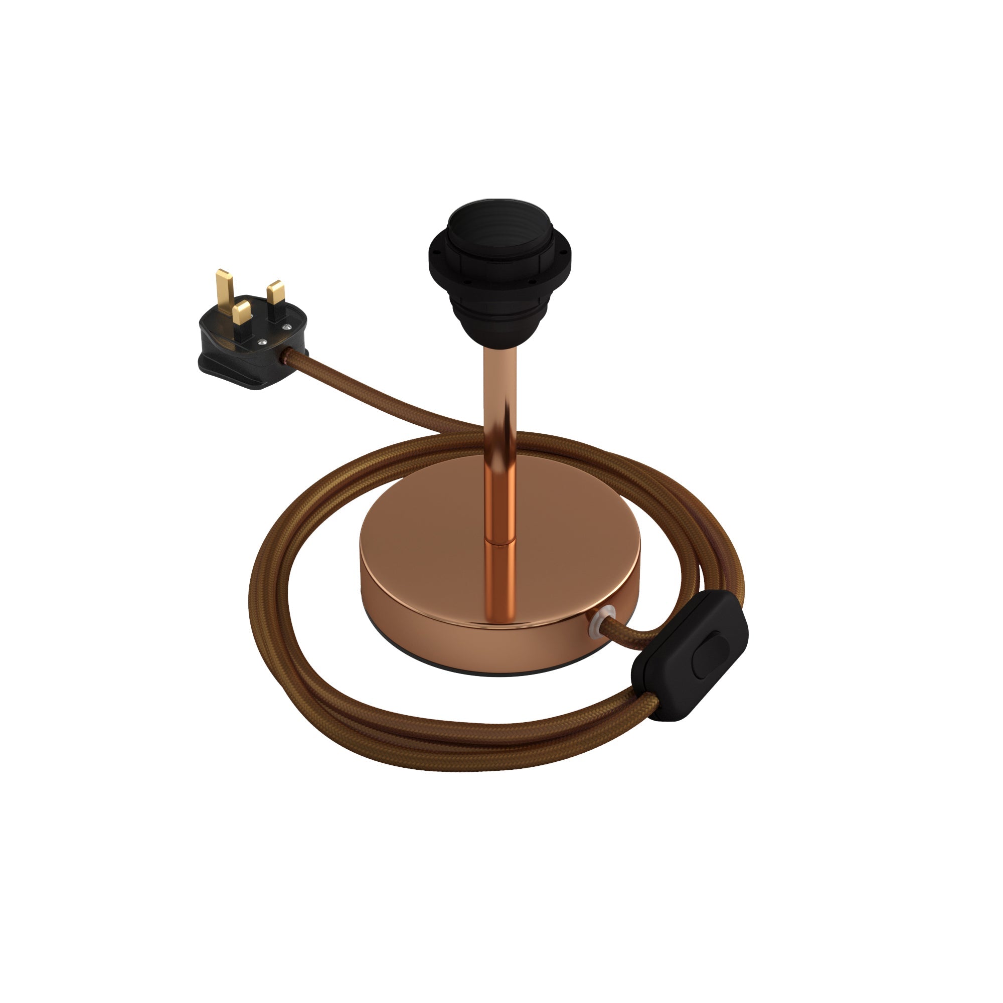 Alzaluce per paralume - Lampada da tavolo in metallo e spina UK - Rame 10 cm