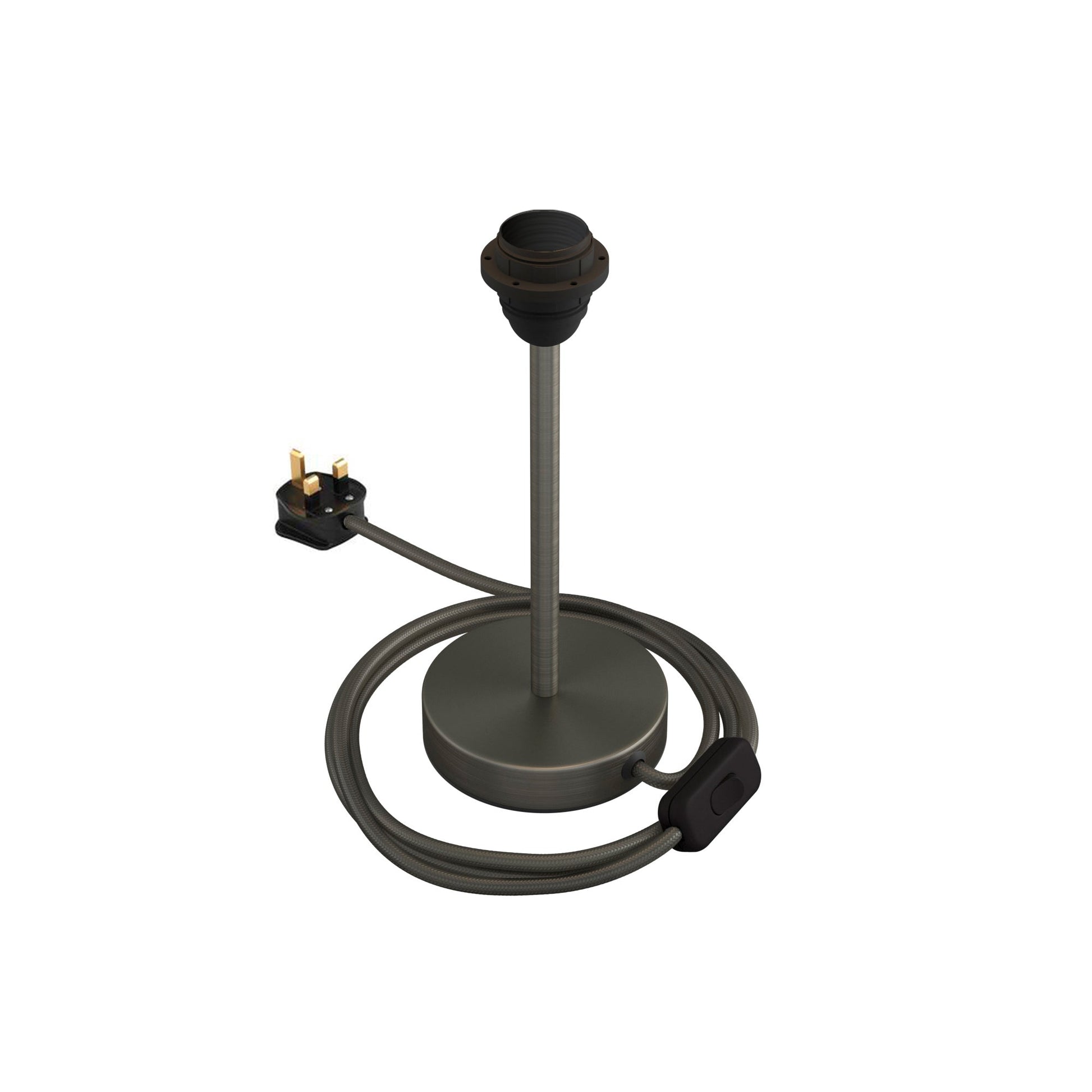 Alzaluce per paralume - Lampada da tavolo in metallo e spina UK - Titanio satinato 20 cm
